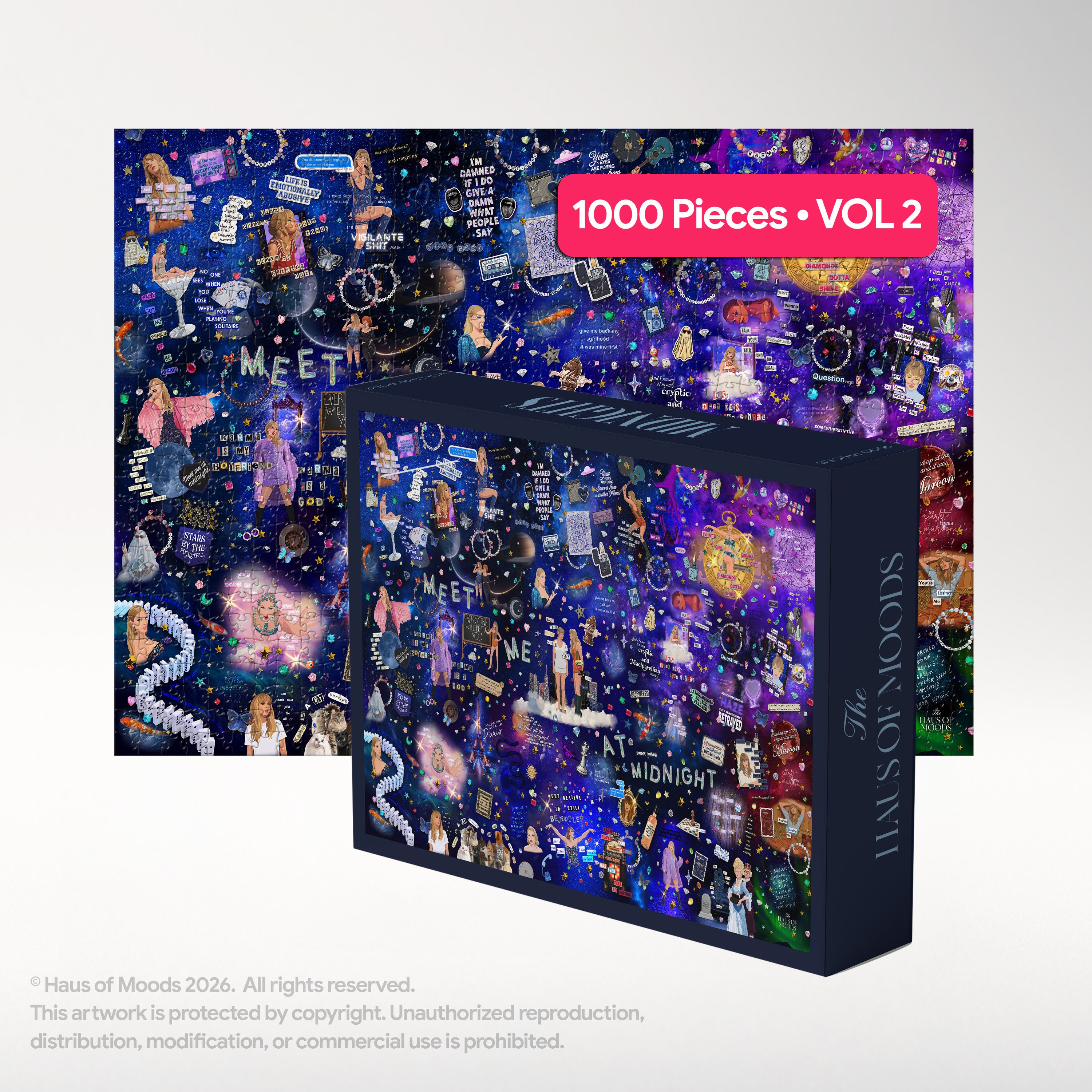 Midnights Lyrics & Easter Eggs Puzzle — Taylor Swift Swiftie jigsaw 500/1000 pieces