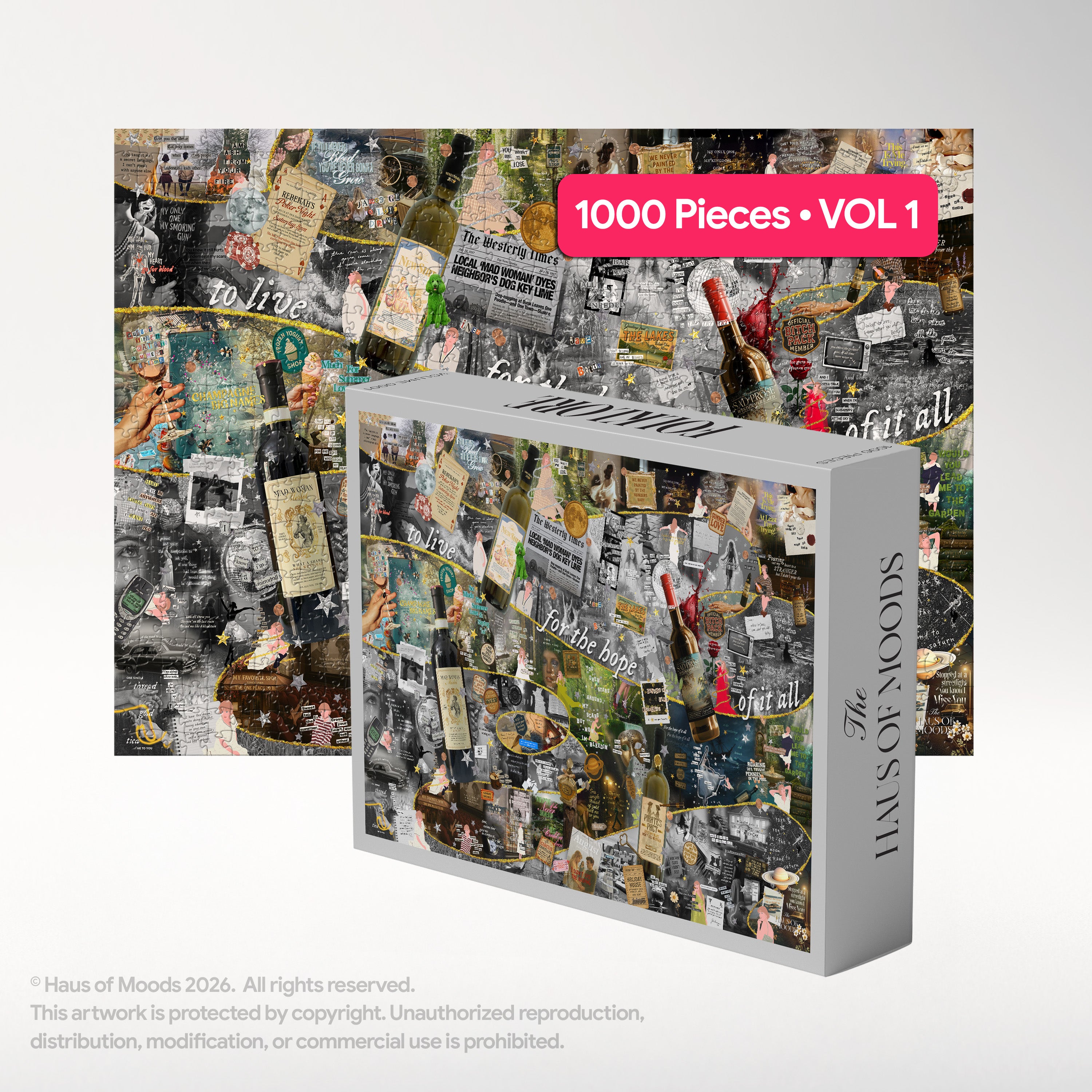 Folklore Lyrics & Easter Eggs Puzzle — Taylor Swift Swiftie jigsaw 500/1000 pieces