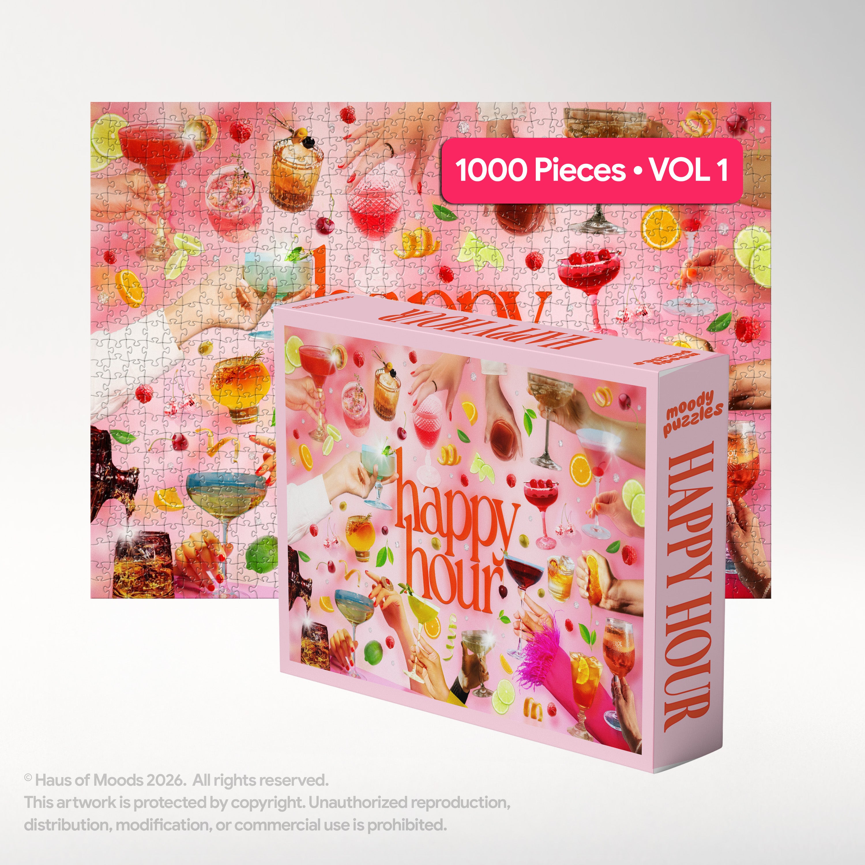 Happy Hour cocktail-themed jigsaw puzzle — Galentine's gift 500 pieces