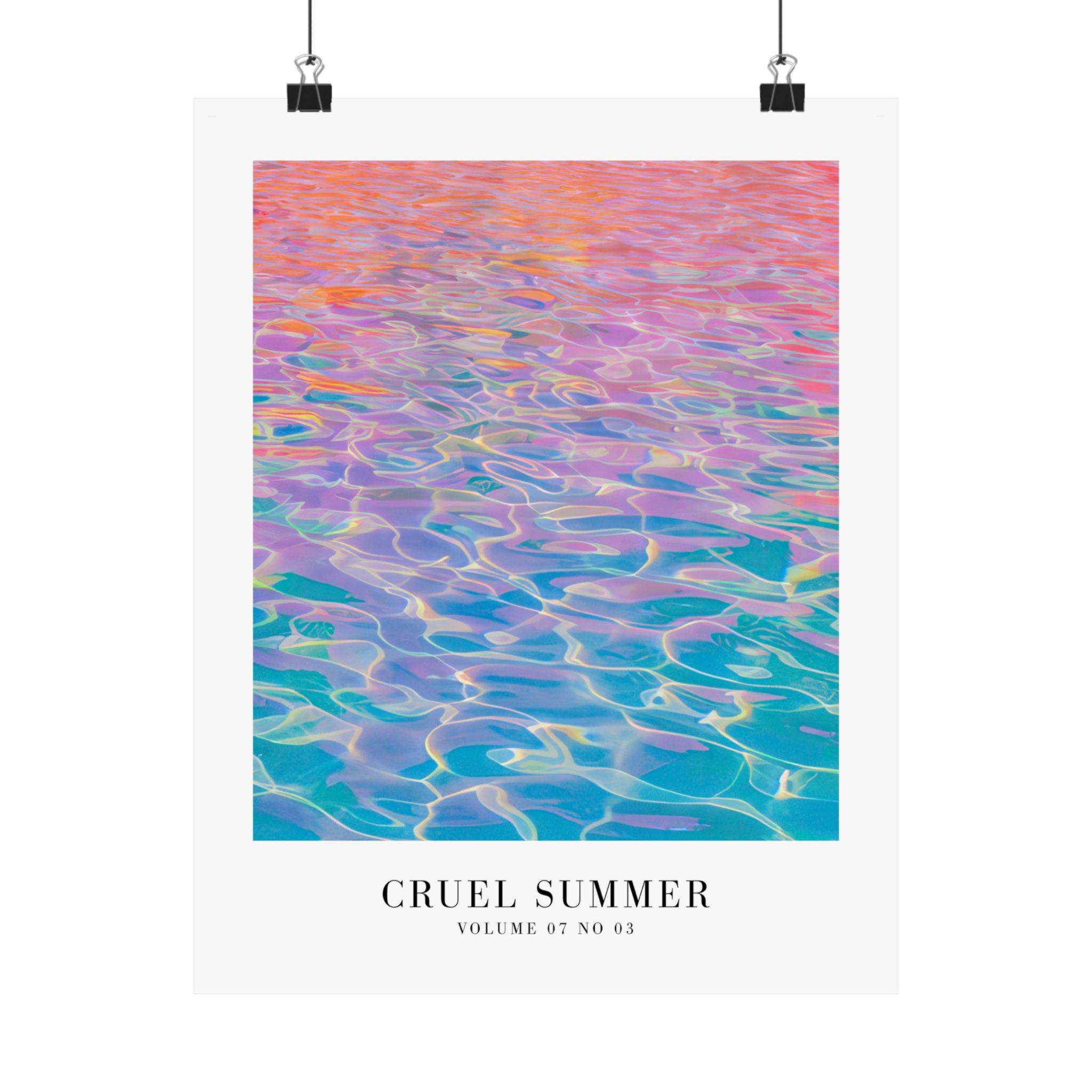 Lover Cruel Summer wall art in iridescent pastel apartment gallery