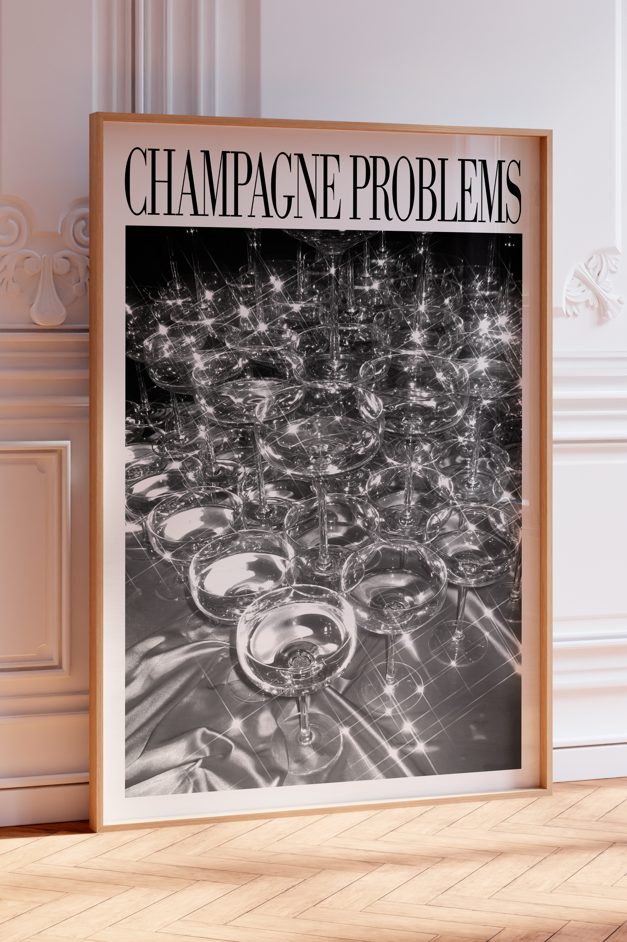 Champagne Tower Sparkles (B&W) - Haus Of Moods