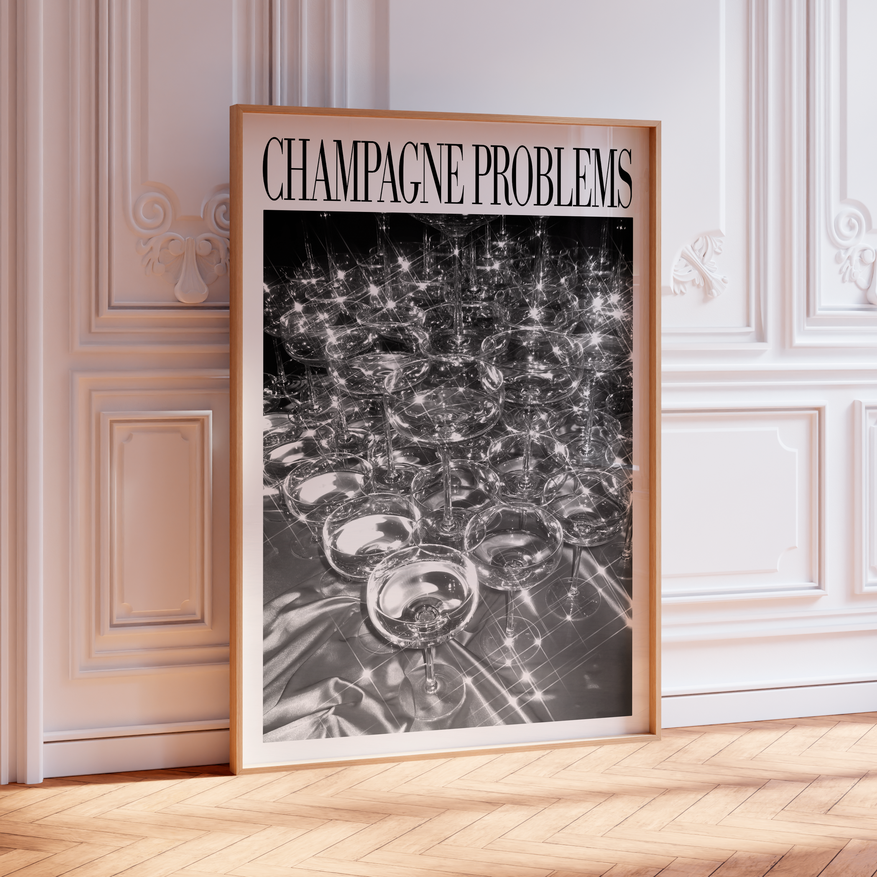 Champagne Tower Sparkles (B&W) - Haus Of Moods