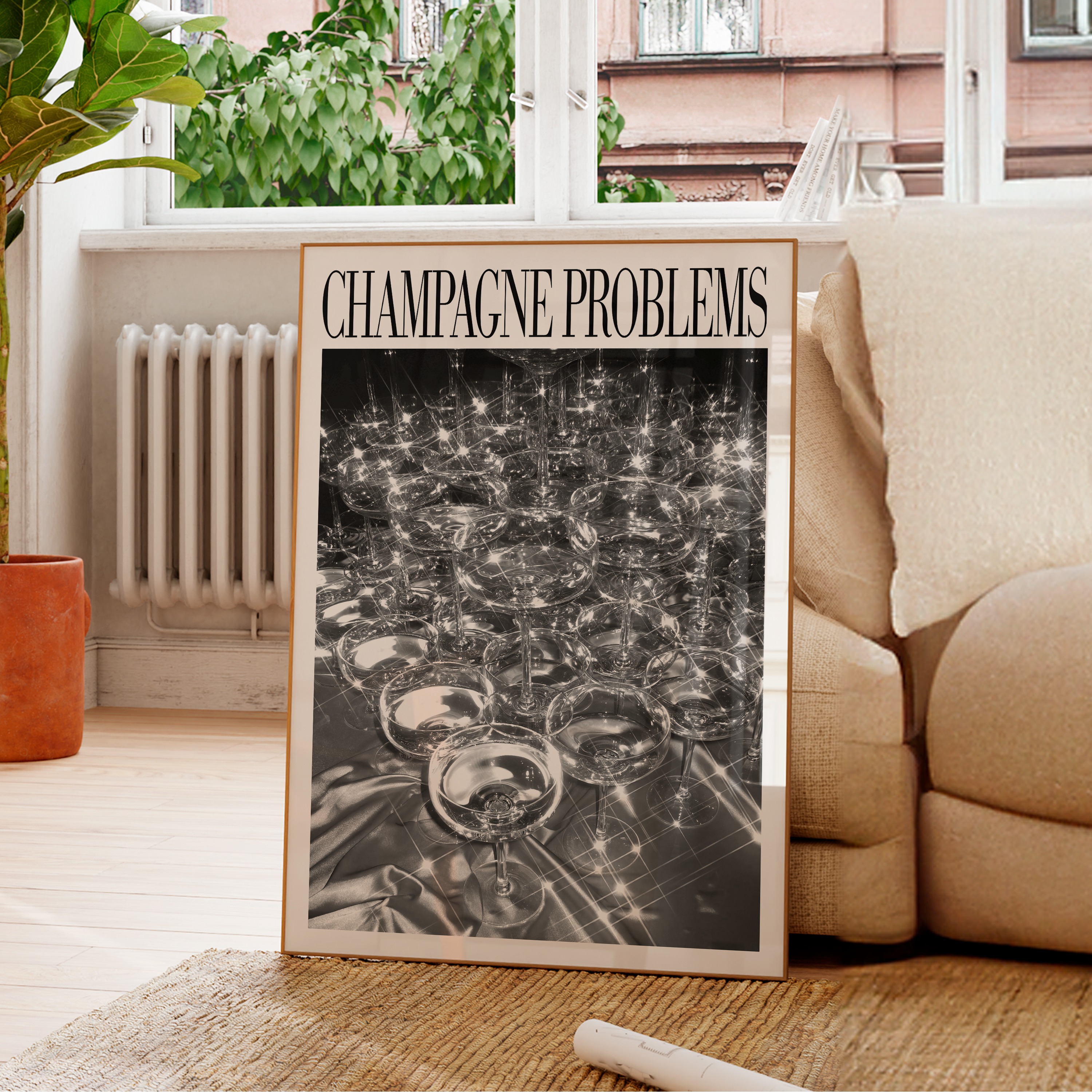 Champagne Tower Sparkles (B&W) - Haus Of Moods