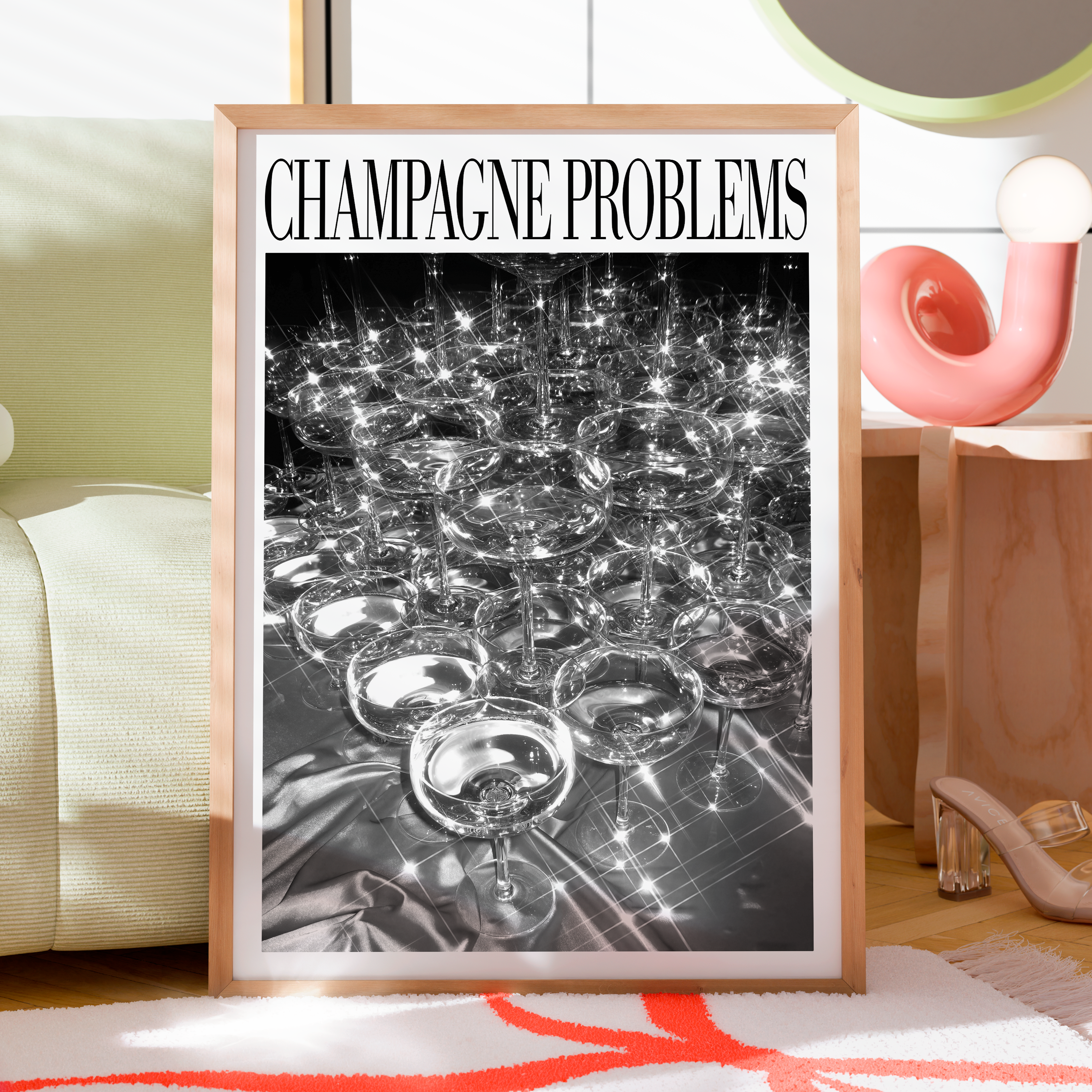 Champagne Tower Sparkles (B&W) - Haus Of Moods