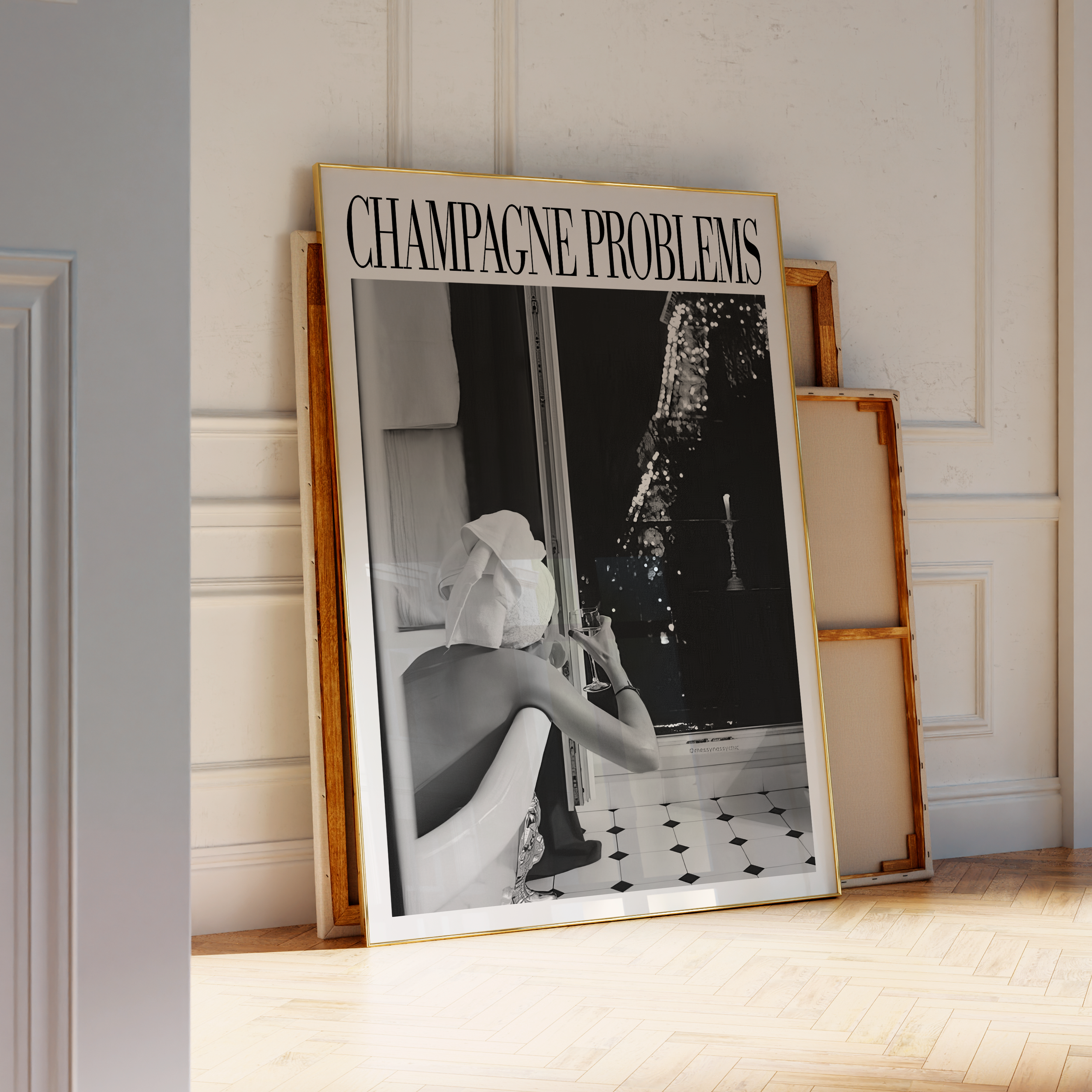 Champagne Problems in Paris (B&W) - Haus Of Moods