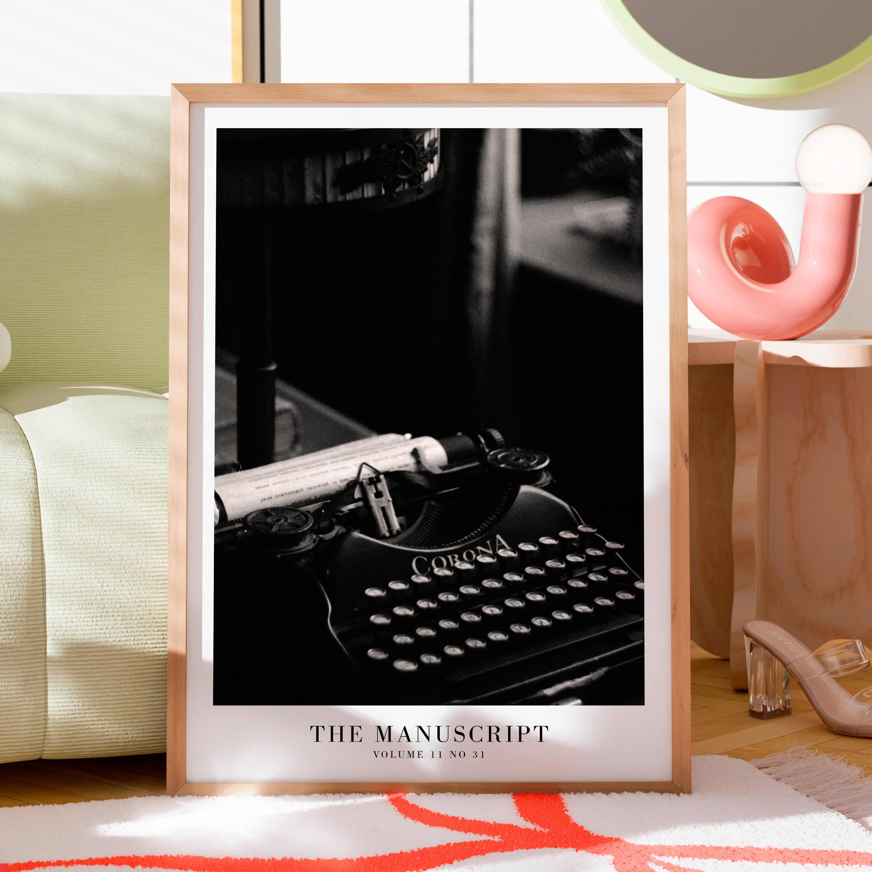 The Manuscript TTPD typewriter poster in writer girl bedroom decor