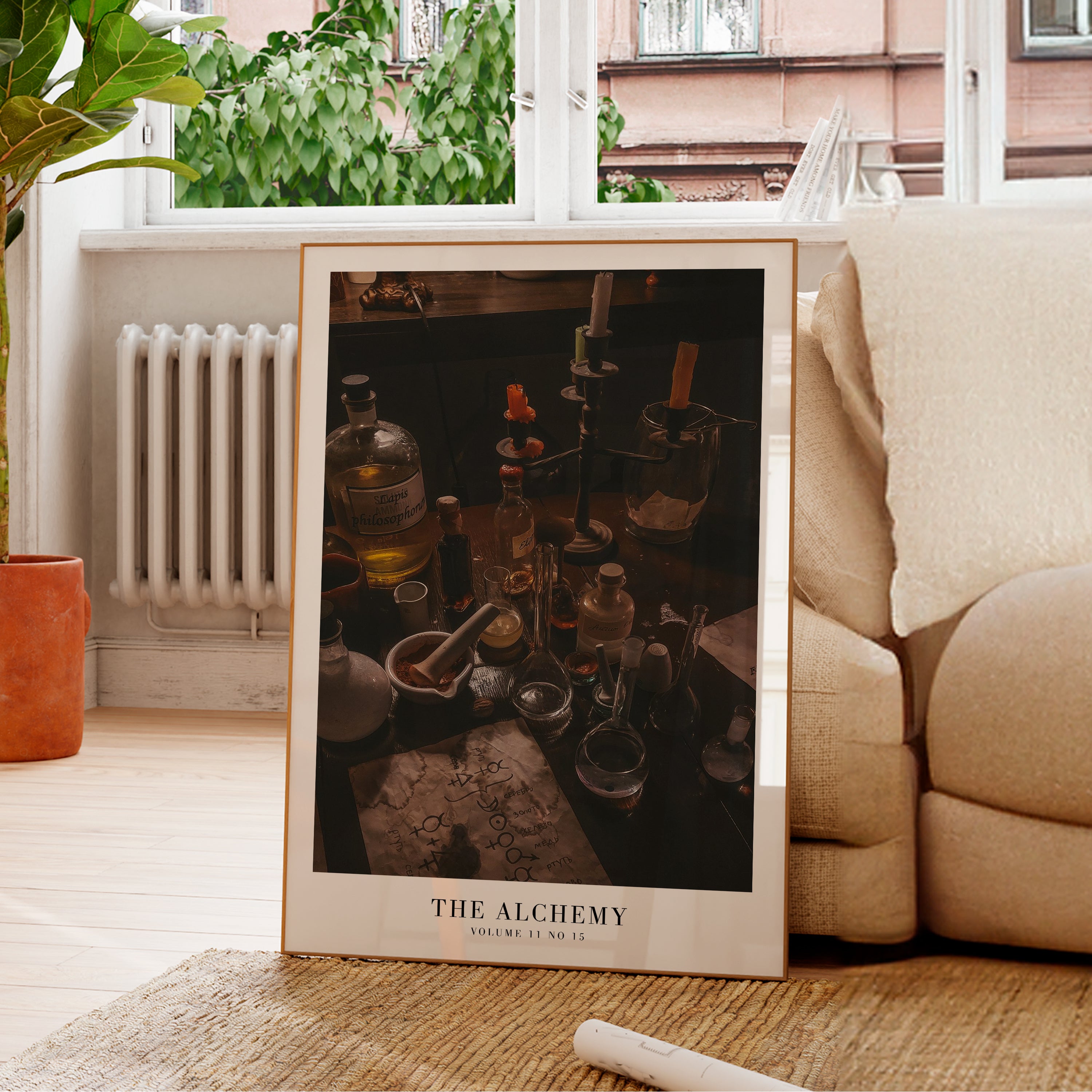 The Alchemy Lab Taylor Swift print in apothecary-inspired gallery wall