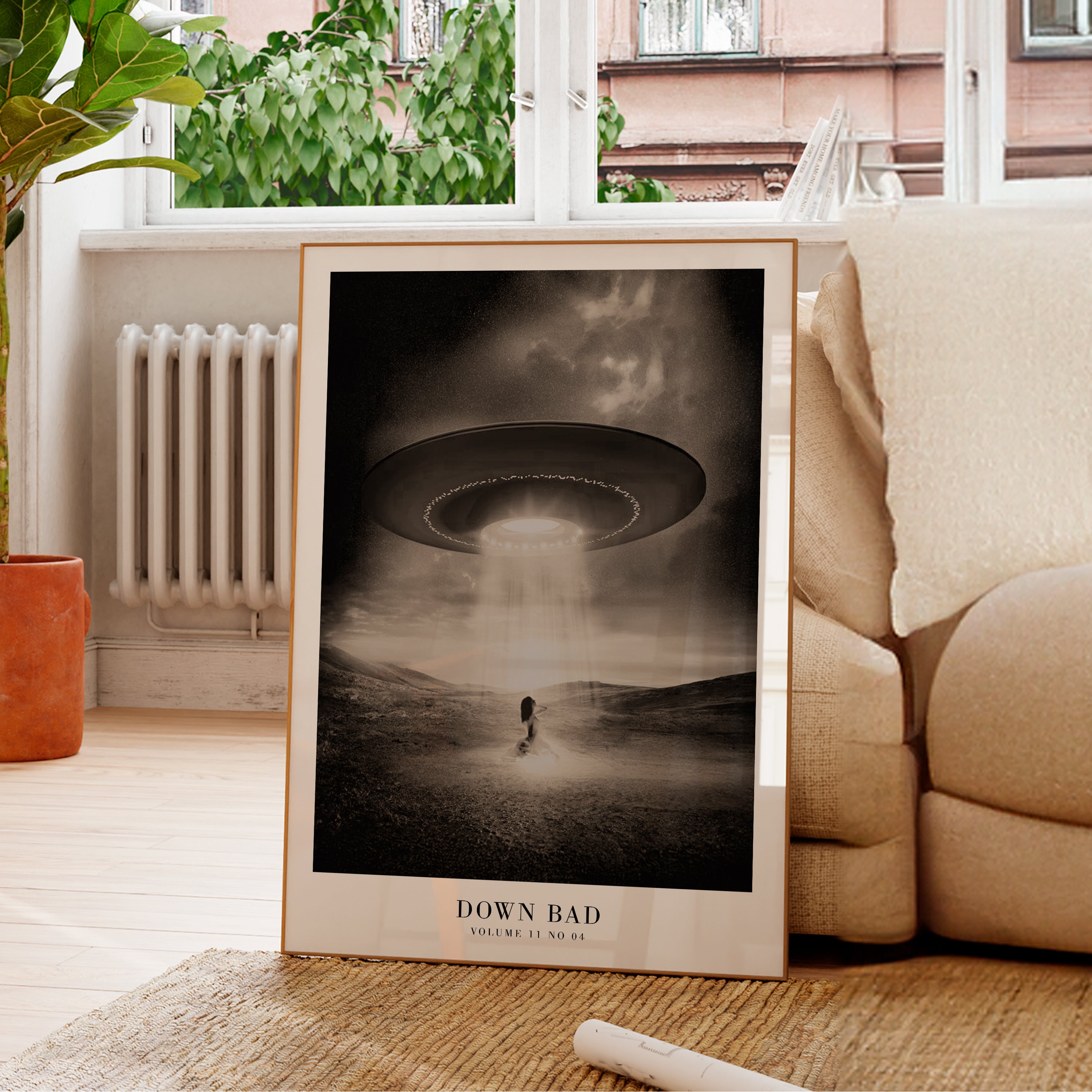 Down Bad TTPD UFO wall art in literary girl apartment decor