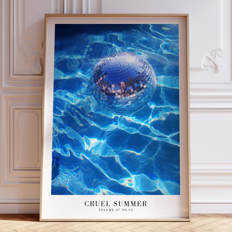 Cruel Summer Disco Pool Taylor Swift Lover poster featuring glowing disco ball
