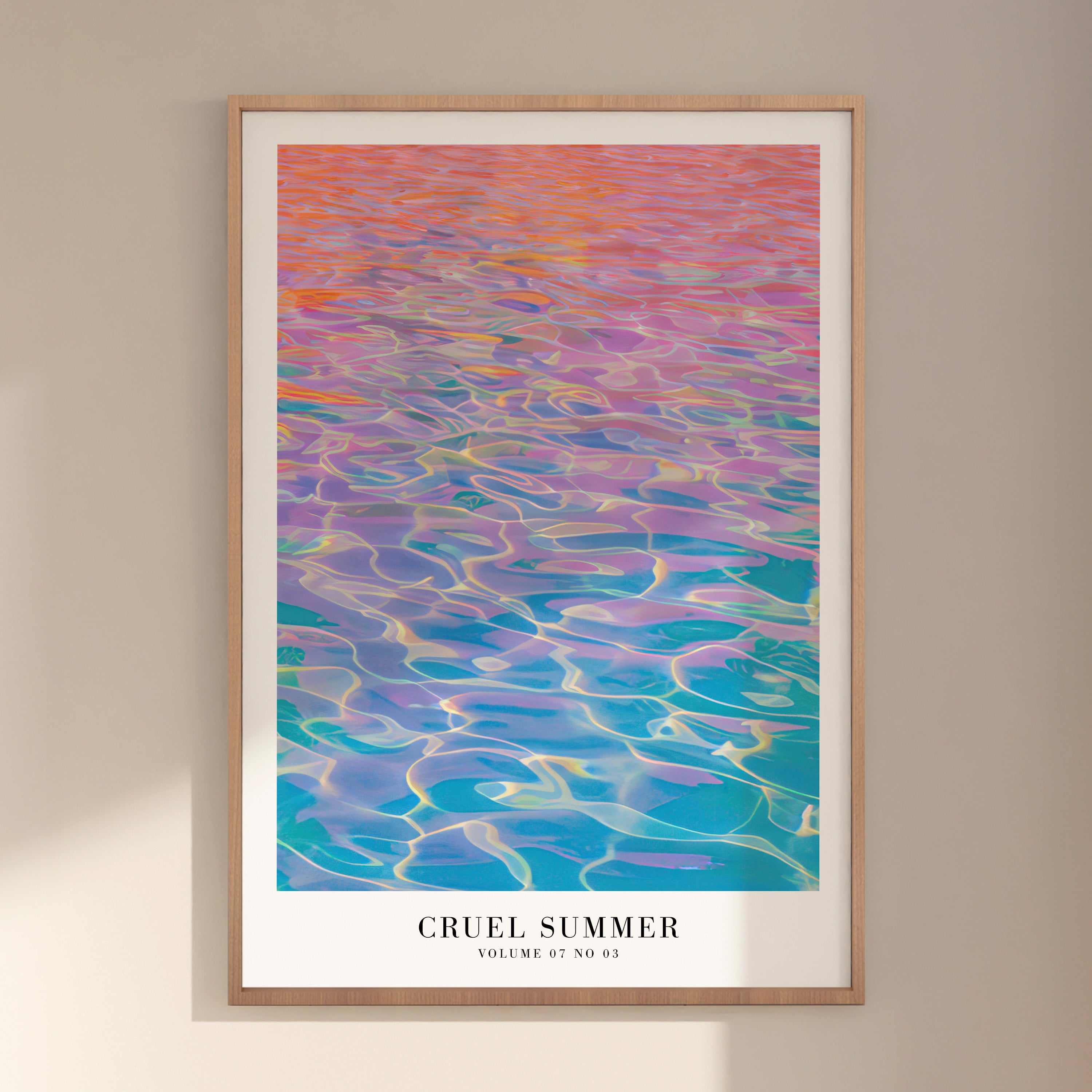 Cruel Summer pastel poster styled as colorful Swiftie bedroom gift decor
