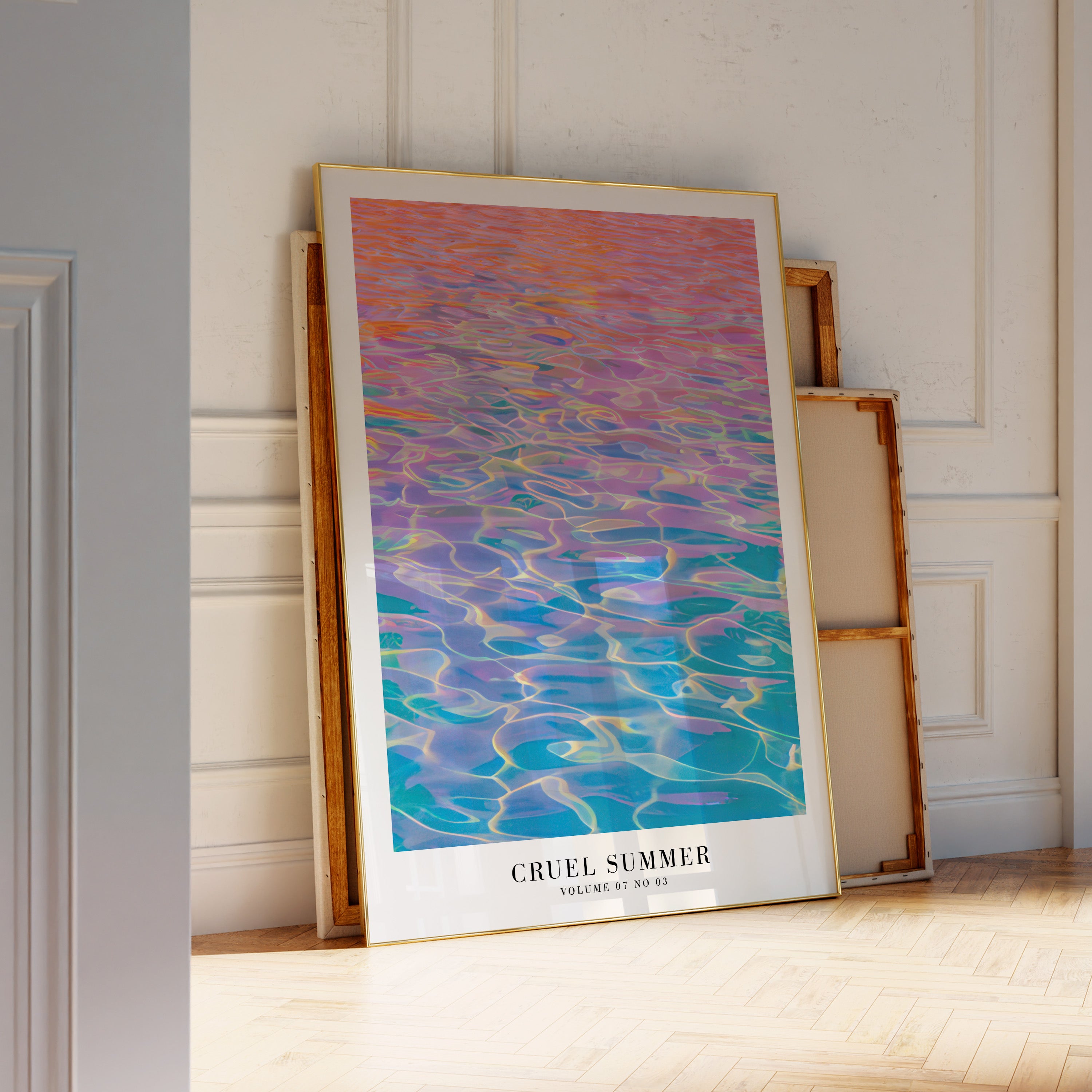 Lover Cruel Summer print in playful electric pastel bedroom decor