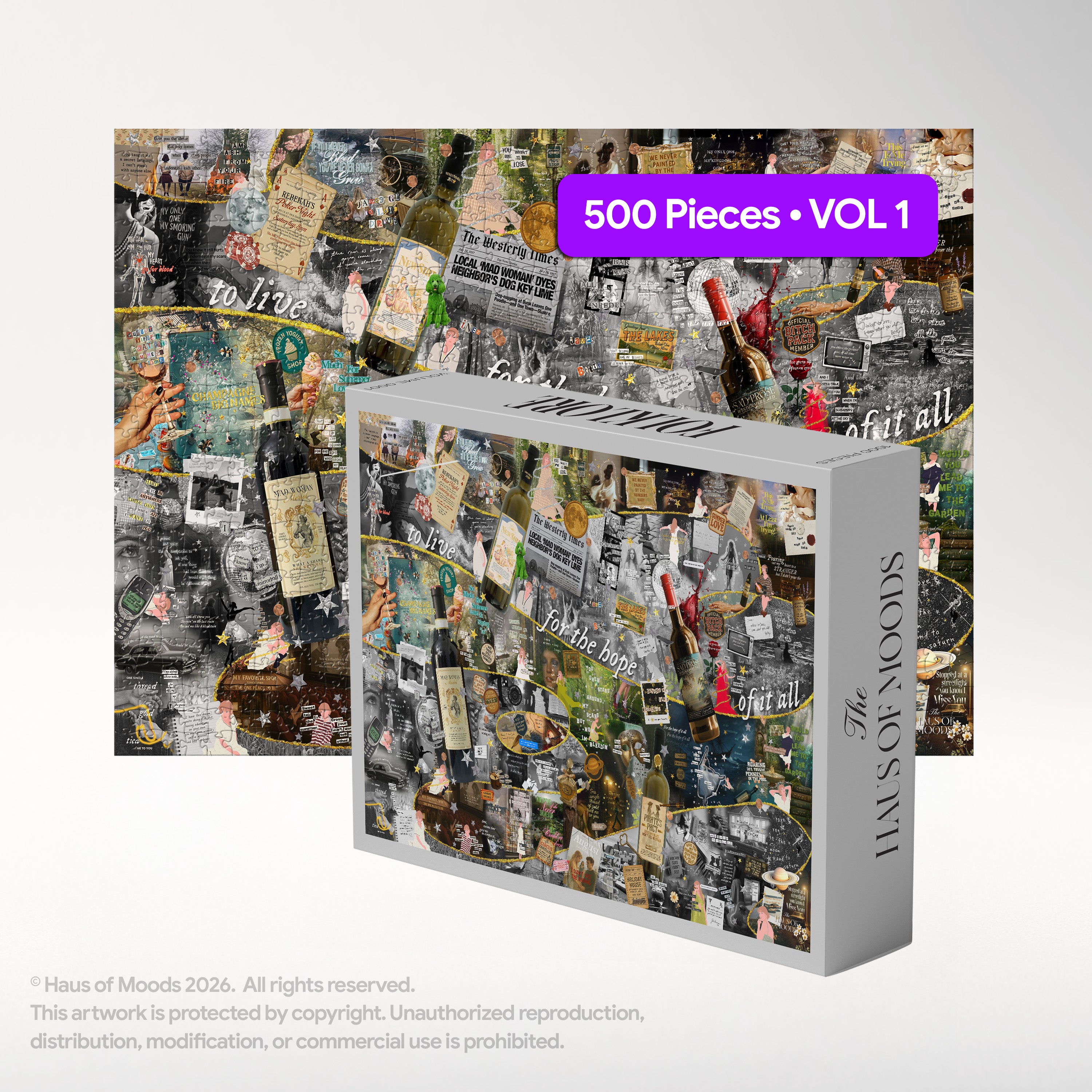 Folklore Lyrics & Easter Eggs Puzzle — Taylor Swift Swiftie jigsaw 500/1000 pieces