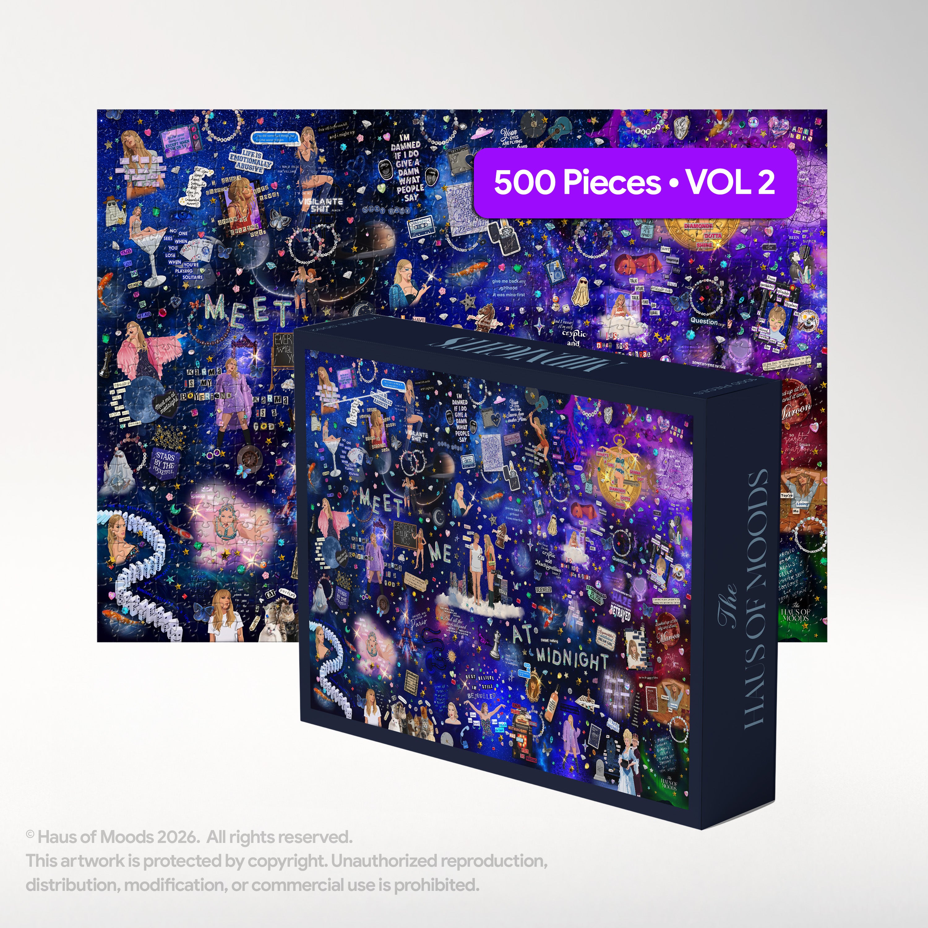 Midnights Lyrics & Easter Eggs Puzzle — Taylor Swift Swiftie jigsaw 500/1000 pieces