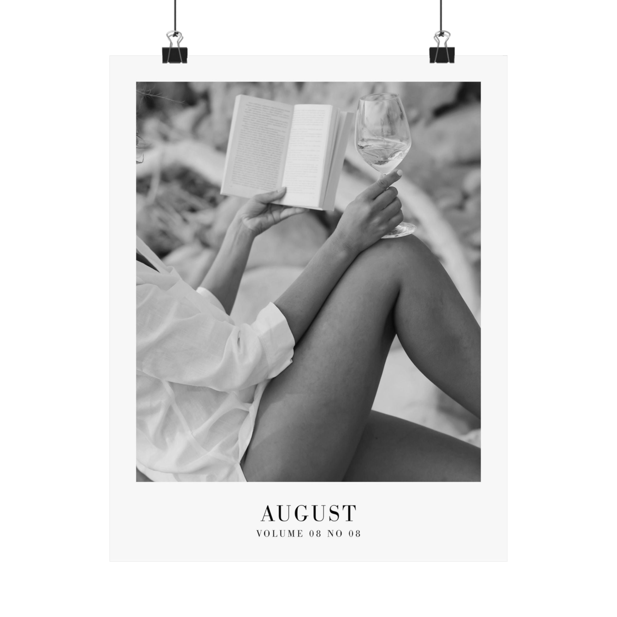 August lyric poster on a soft feminine gallery wall with editorial styling