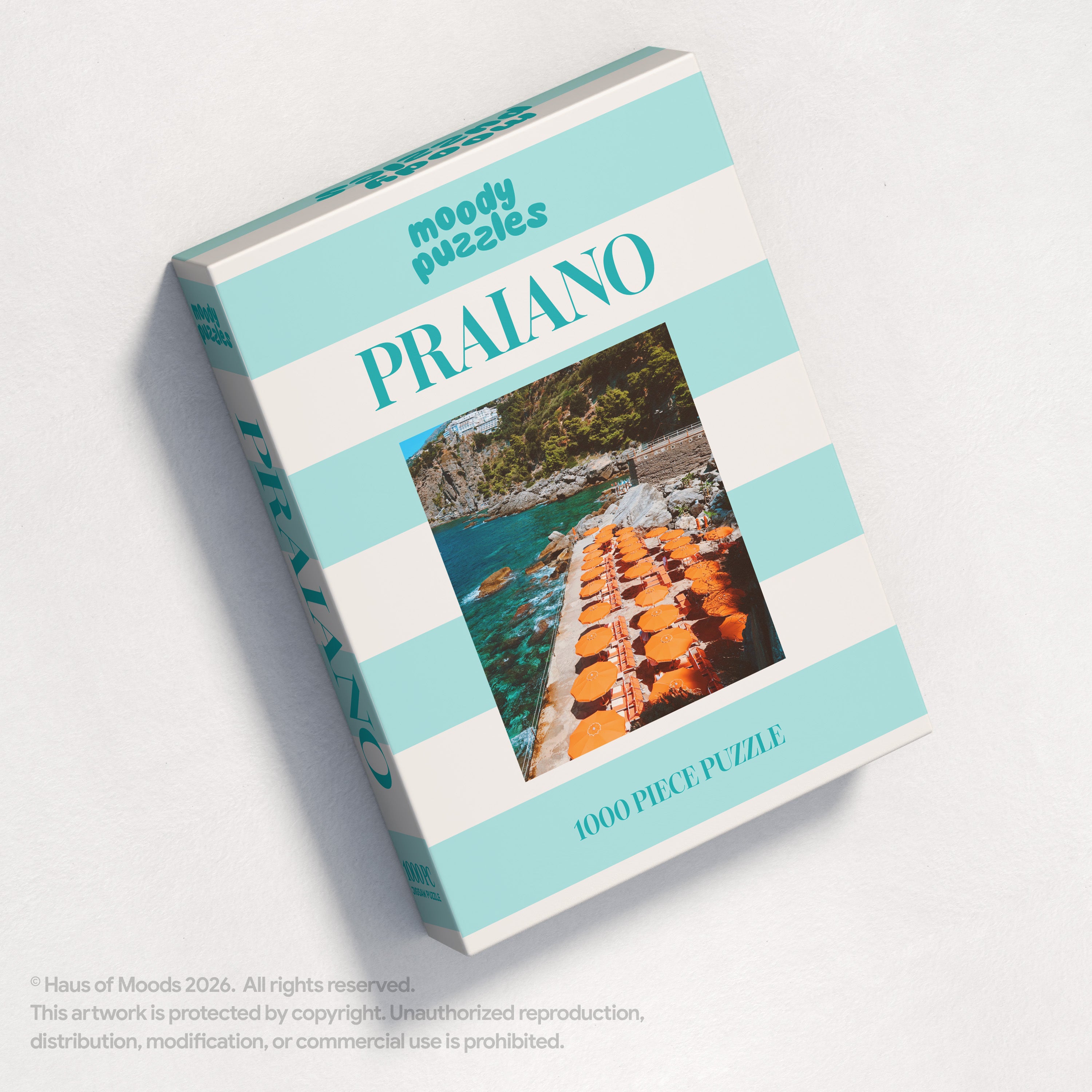 Praiano Amalfi Coast 1000-piece jigsaw puzzle — Italy turquoise water orange umbrellas
