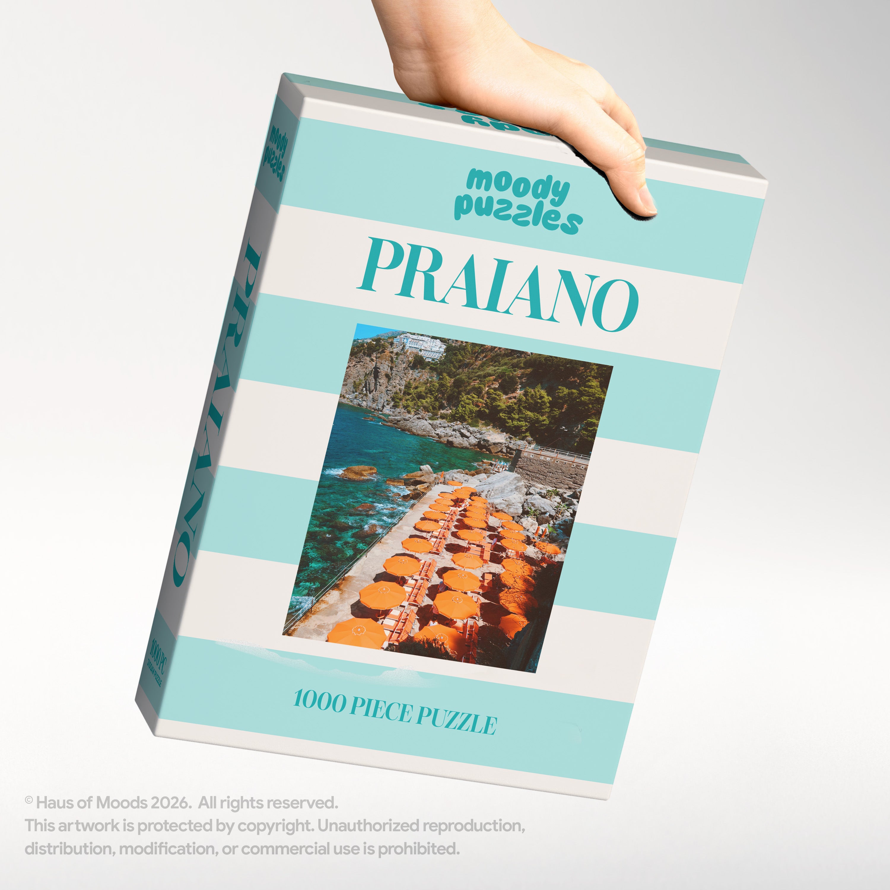 Praiano Amalfi Coast 1000-piece jigsaw puzzle — Italy turquoise water orange umbrellas