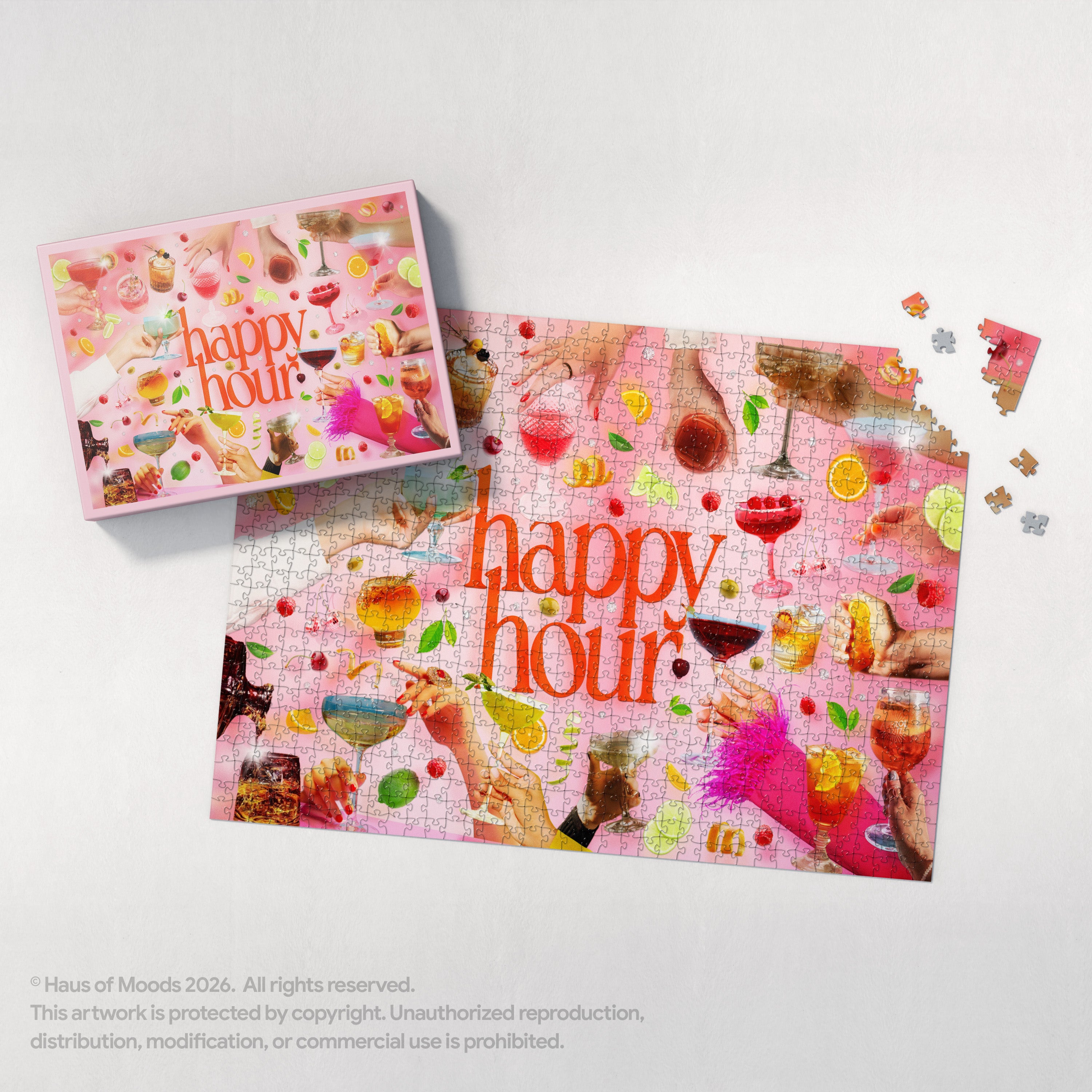 Happy Hour cocktail-themed jigsaw puzzle — Galentine's gift 500 pieces
