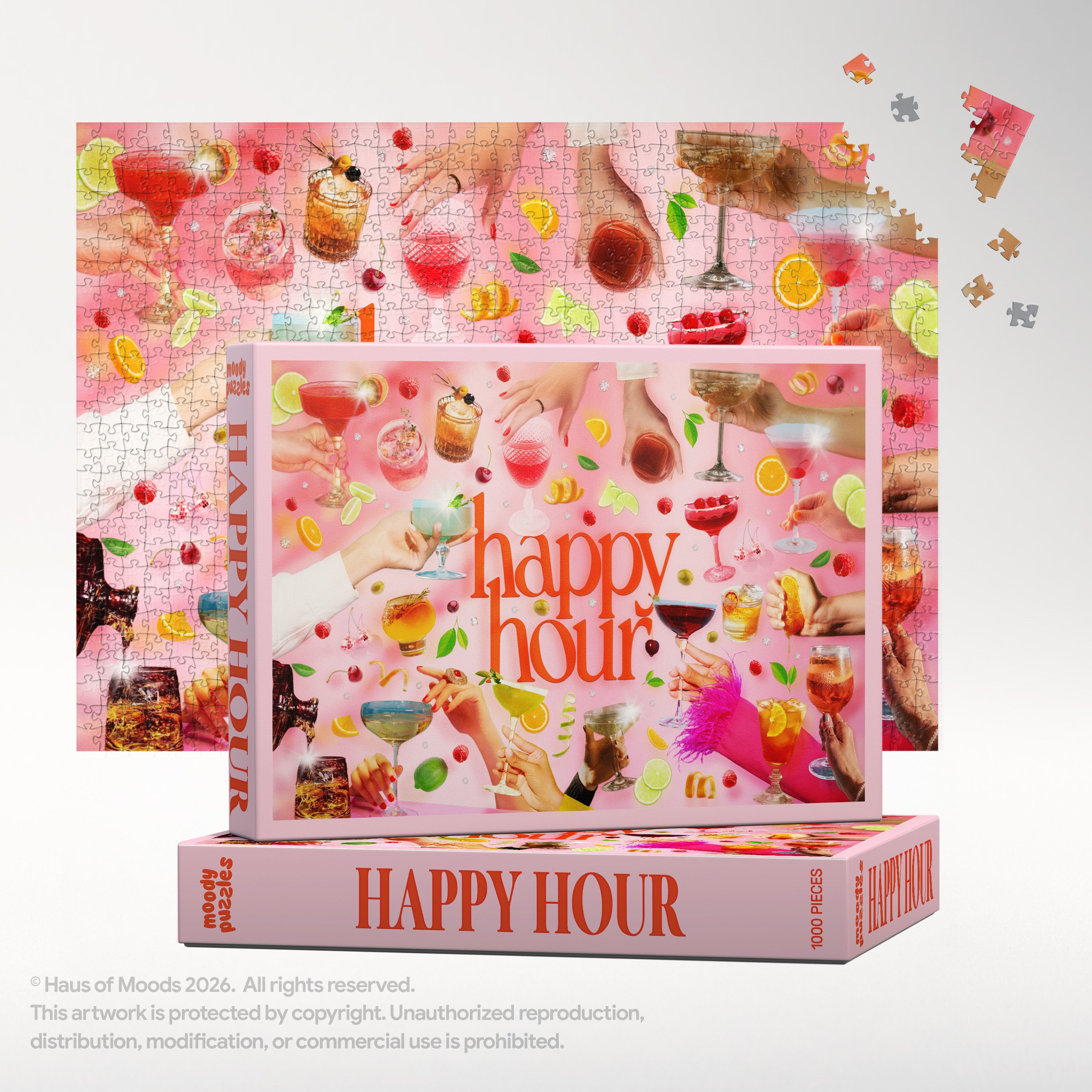 Happy Hour cocktail-themed jigsaw puzzle — Galentine's gift 500 pieces