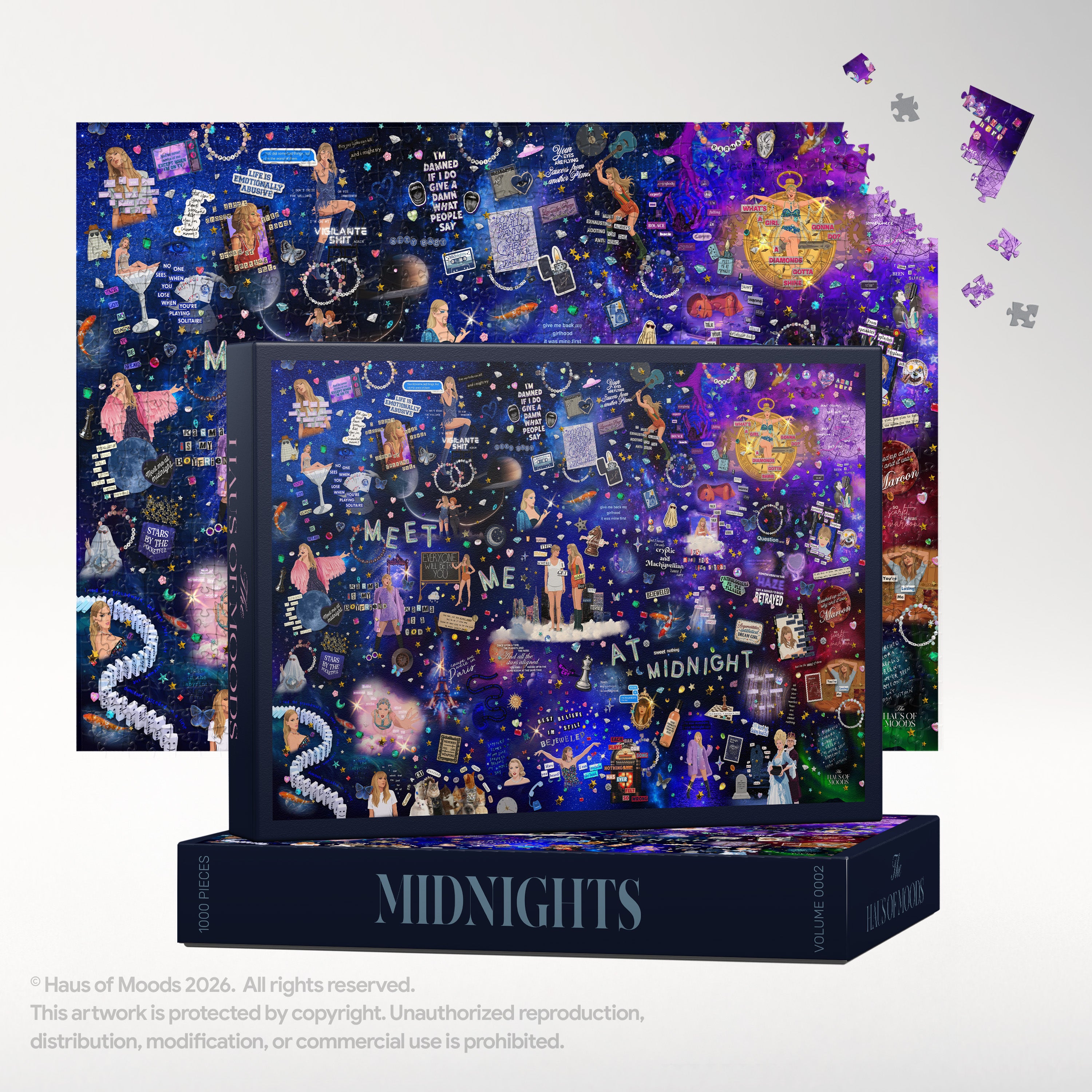 Midnights Lyrics & Easter Eggs Puzzle — Taylor Swift Swiftie jigsaw 500/1000 pieces