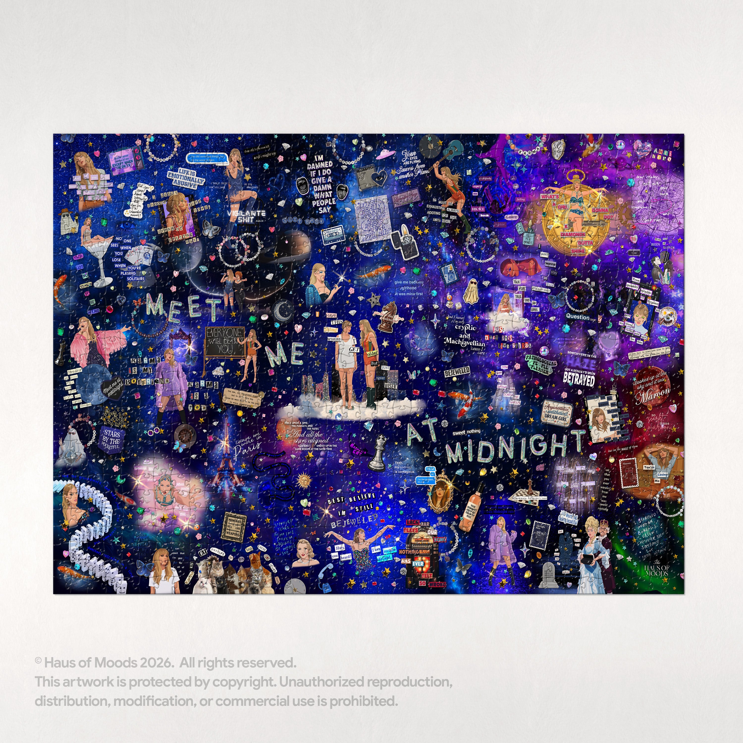 Midnights Lyrics & Easter Eggs Puzzle — Taylor Swift Swiftie jigsaw 500/1000 pieces