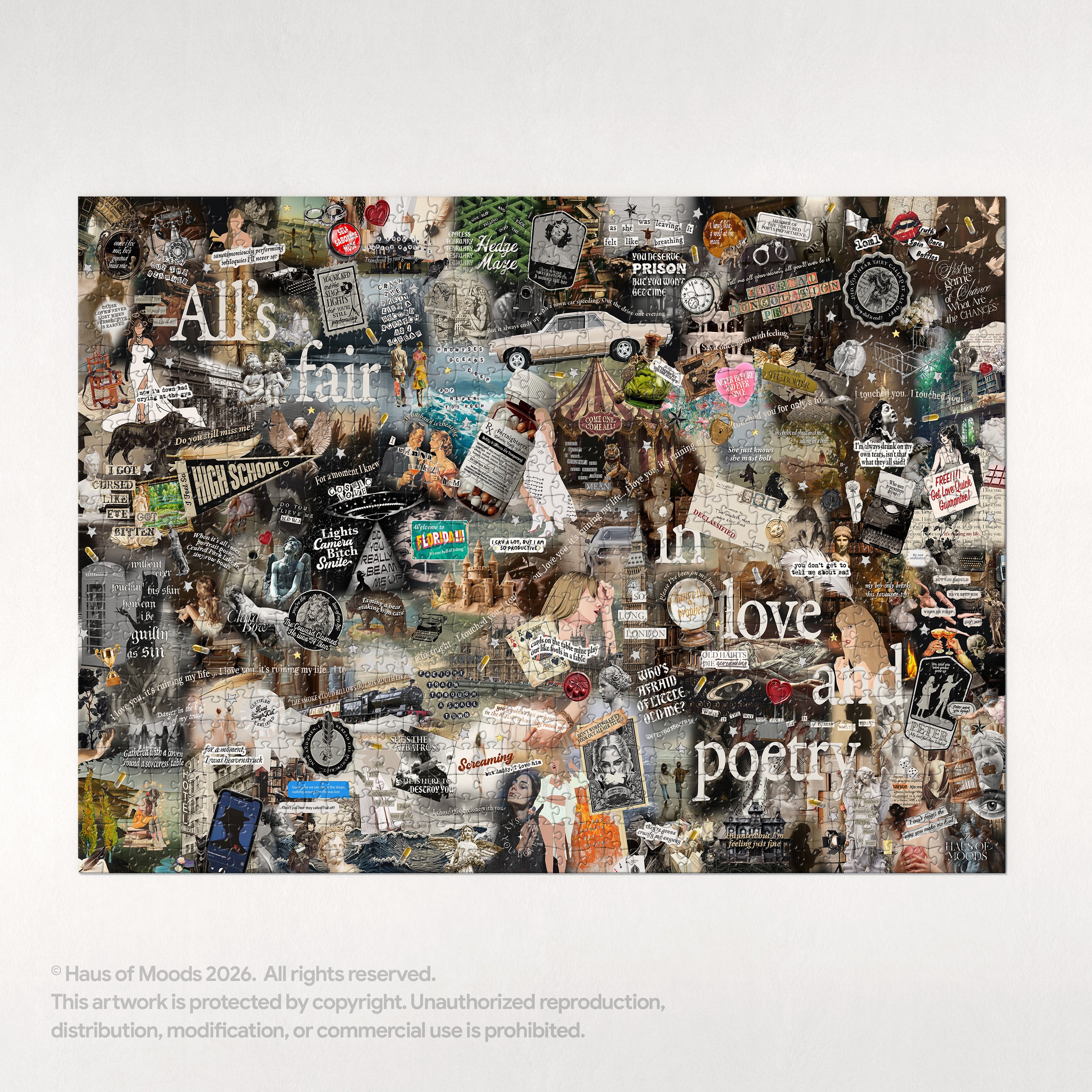 Tortured Poets Department Lyrics & Easter Eggs Puzzle — Taylor Swift TTPD jigsaw 500/1000 pieces