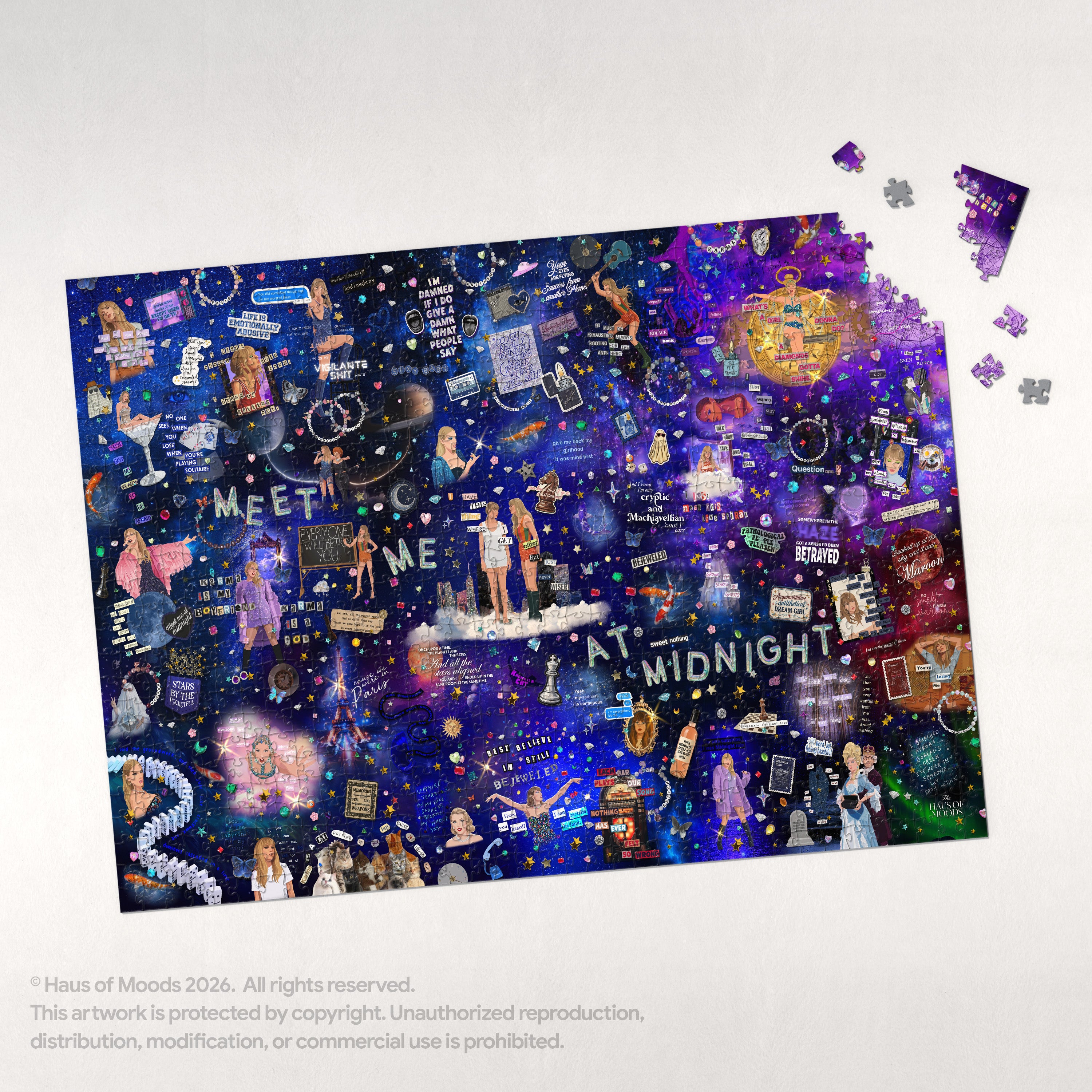 Midnights Lyrics & Easter Eggs Puzzle — Taylor Swift Swiftie jigsaw 500/1000 pieces