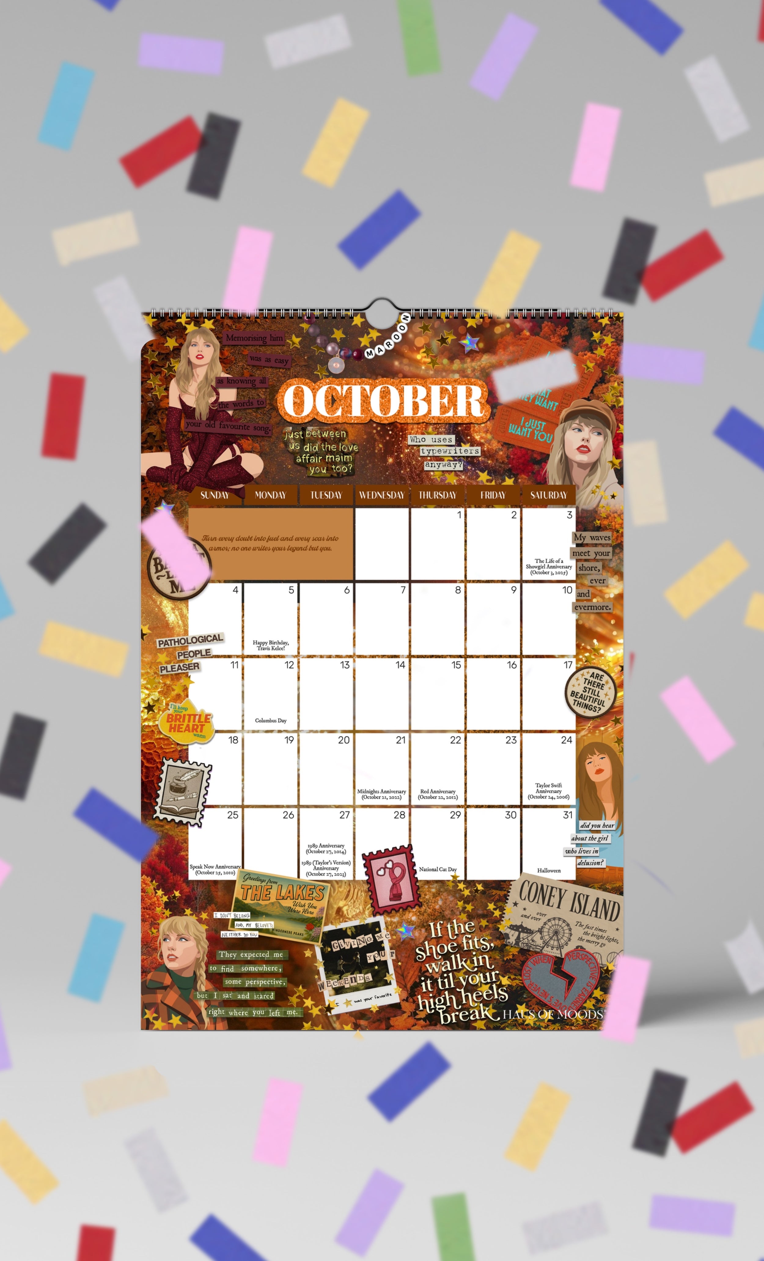 2026 Taylor Swift Inspired Wall Calendar