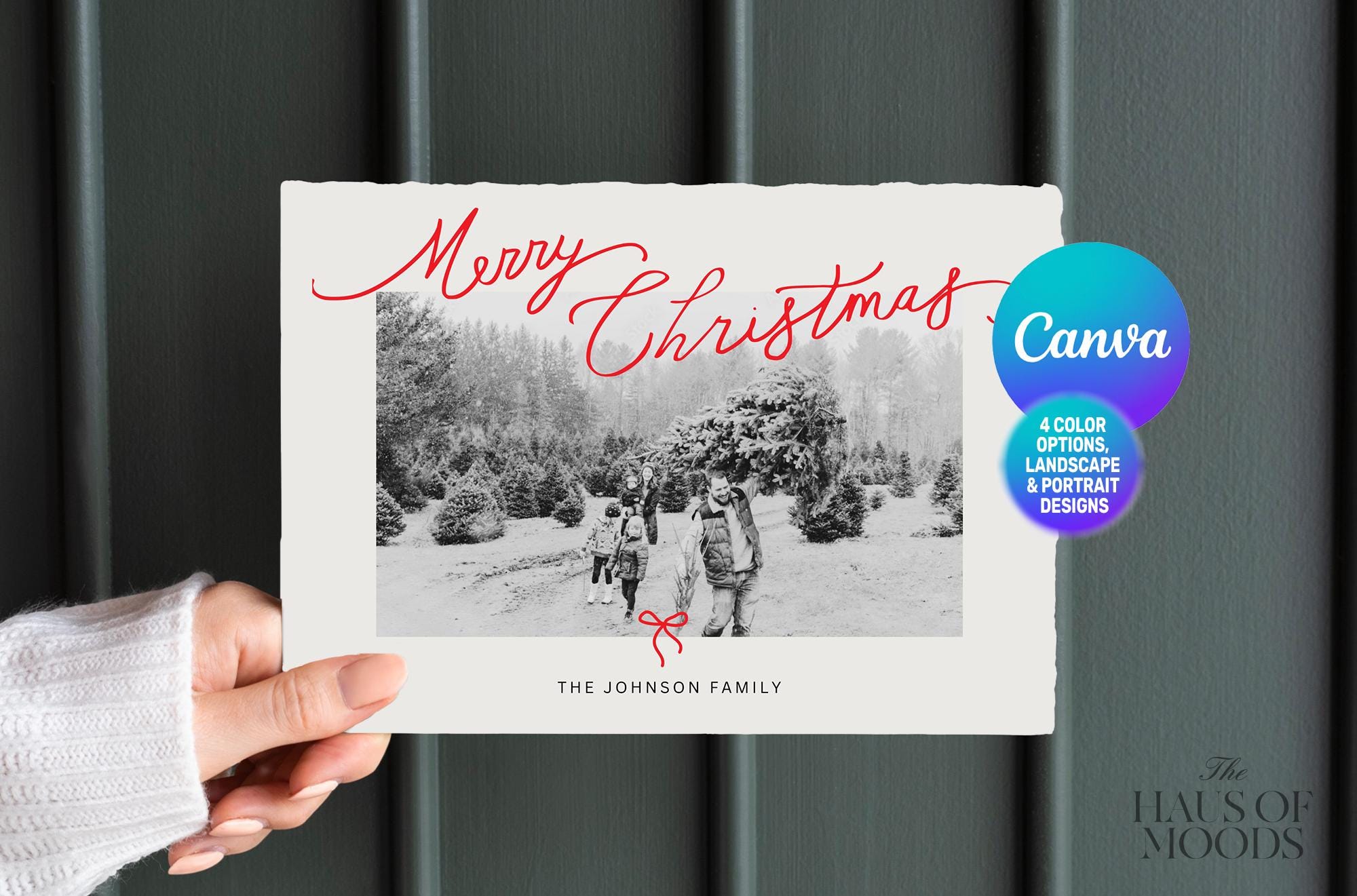 Photo Christmas Card Template | Modern Christmas Card | Boho Holiday Card | Minimalist Christmas Card | Merry Christmas | Editable Template.