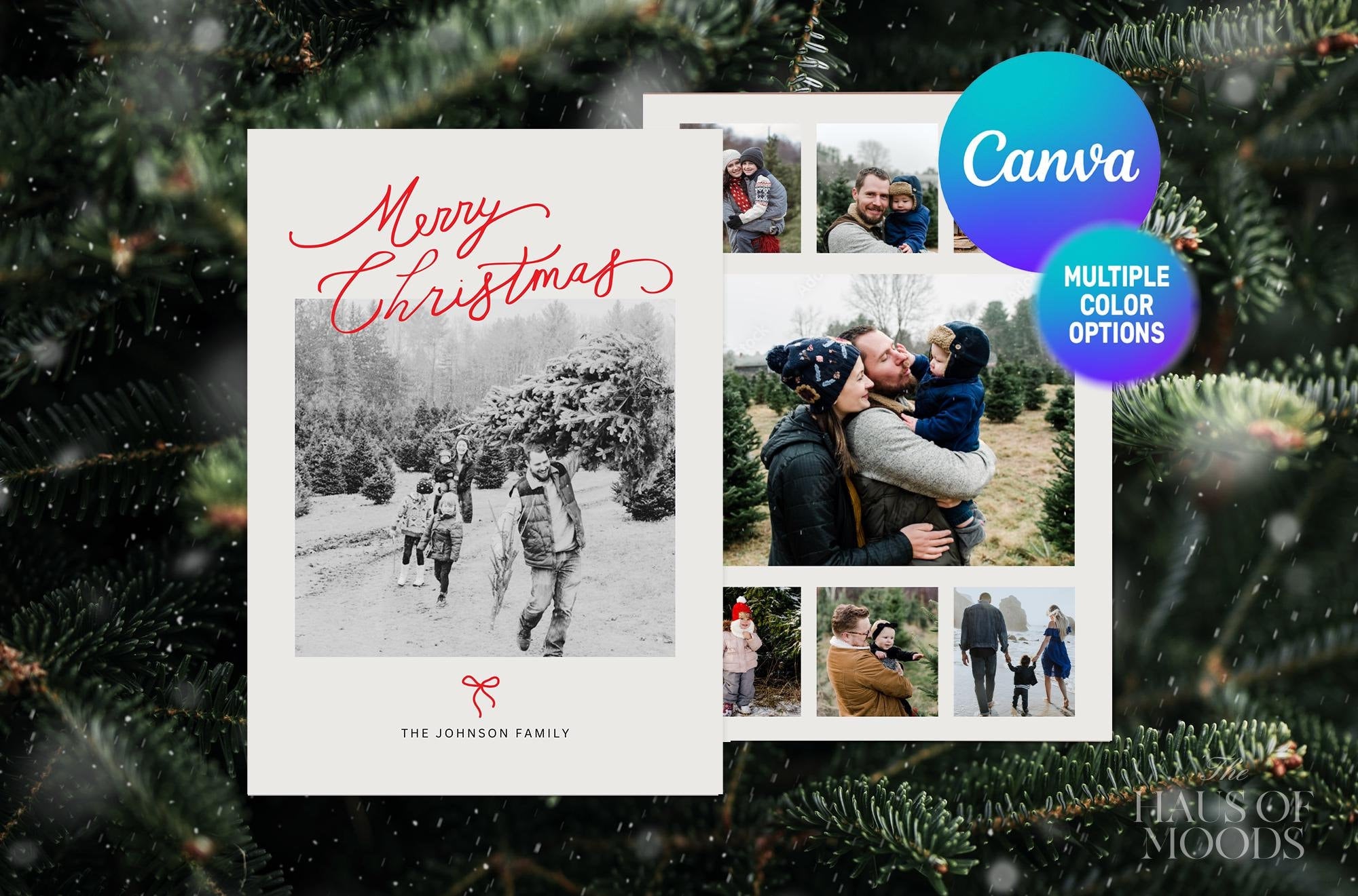 Photo Christmas Card Template | Modern Christmas Card | Boho Holiday Card | Minimalist Christmas Card | Merry Christmas | Editable Template.