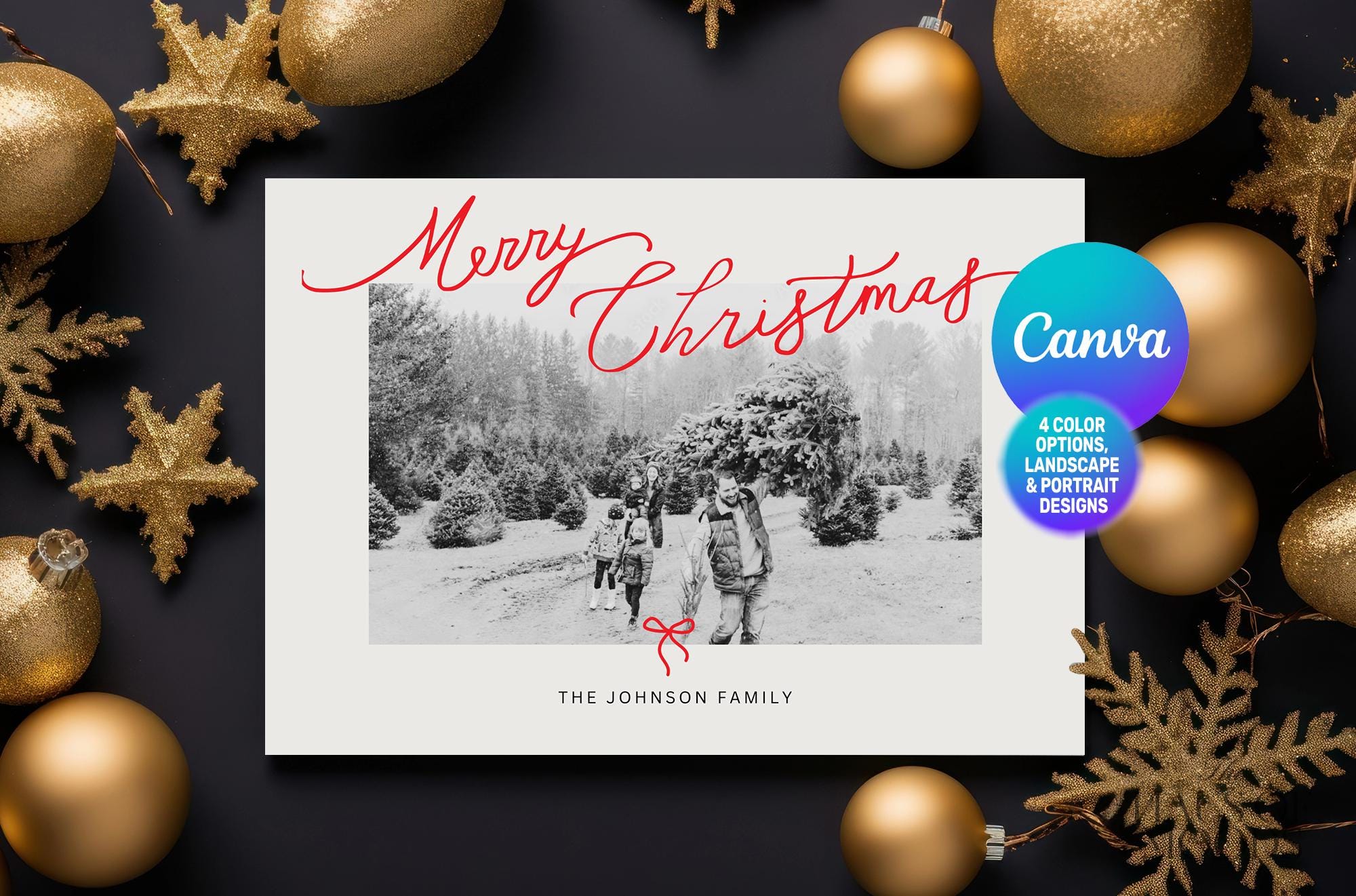 Photo Christmas Card Template | Modern Christmas Card | Boho Holiday Card | Minimalist Christmas Card | Merry Christmas | Editable Template.