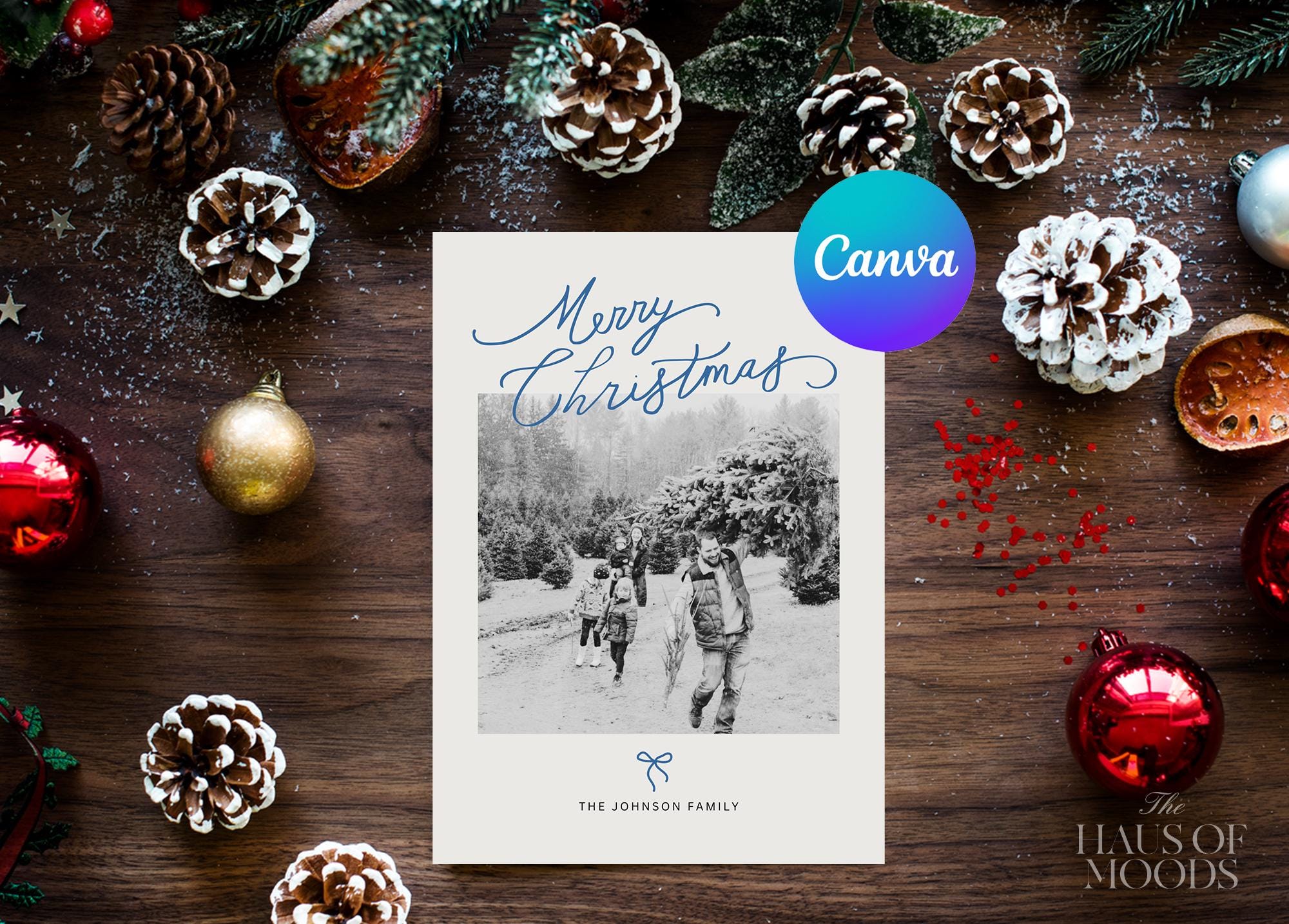 Photo Christmas Card Template | Modern Christmas Card | Boho Holiday Card | Minimalist Christmas Card | Merry Christmas | Editable Template.
