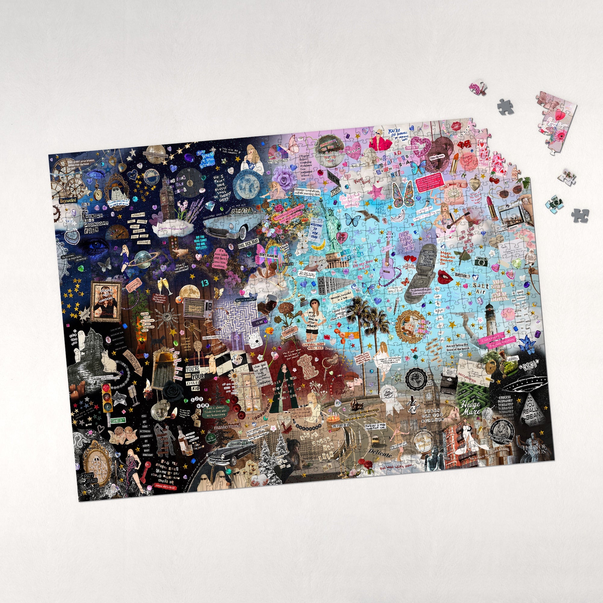 Taylor Swift Easter Eggs in puzzle with lyrics, songs, and exclusive Taylor Swift gifts for fans, Eras Taylor Swift Puzzle - Unique Lyrics & Easter Eggs Eras Tour