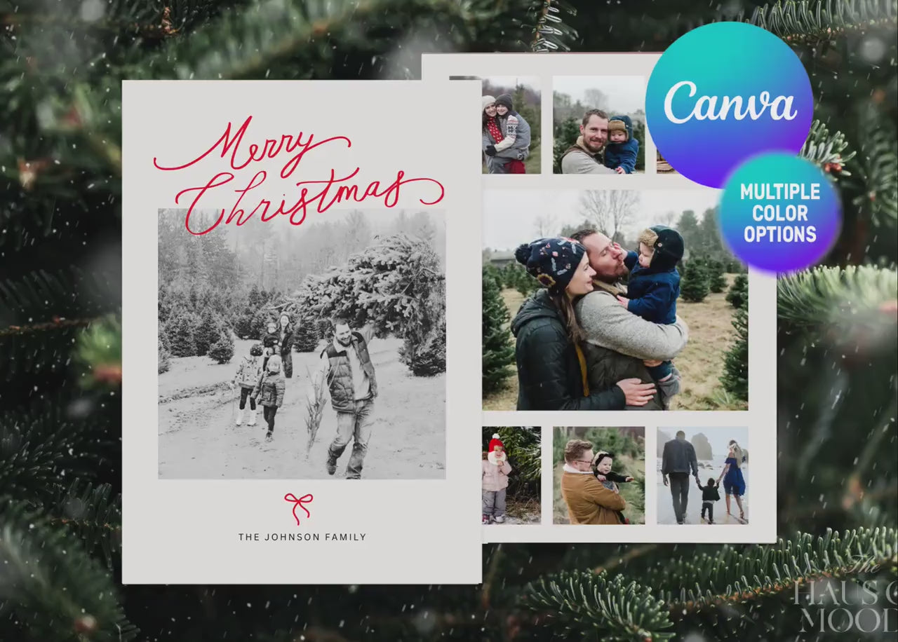 Photo Christmas Card Template | Modern Christmas Card | Boho Holiday Card | Minimalist Christmas Card | Merry Christmas | Editable Template.