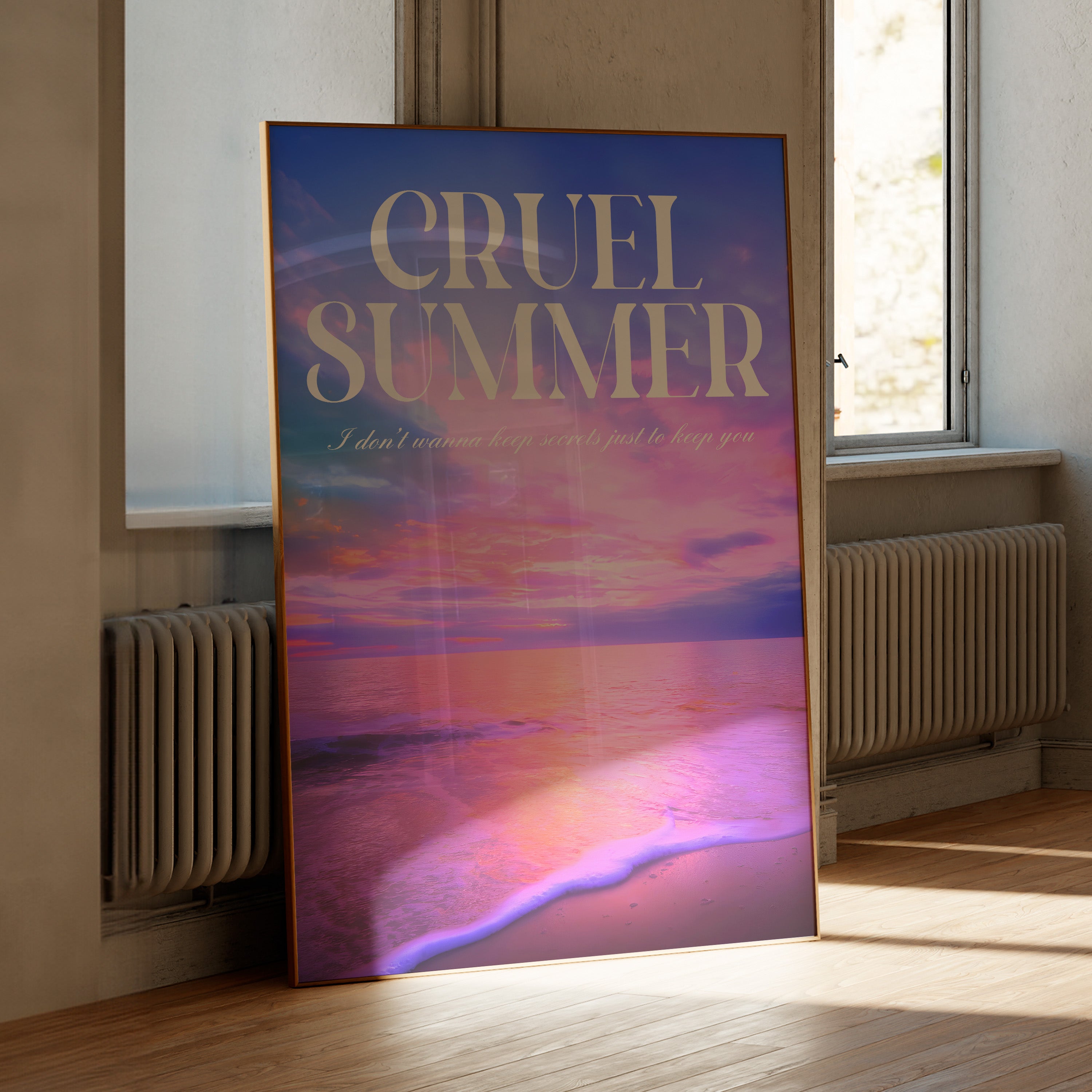 Cruel Summer Lover-era Taylor Swift–inspired poster featuring beach