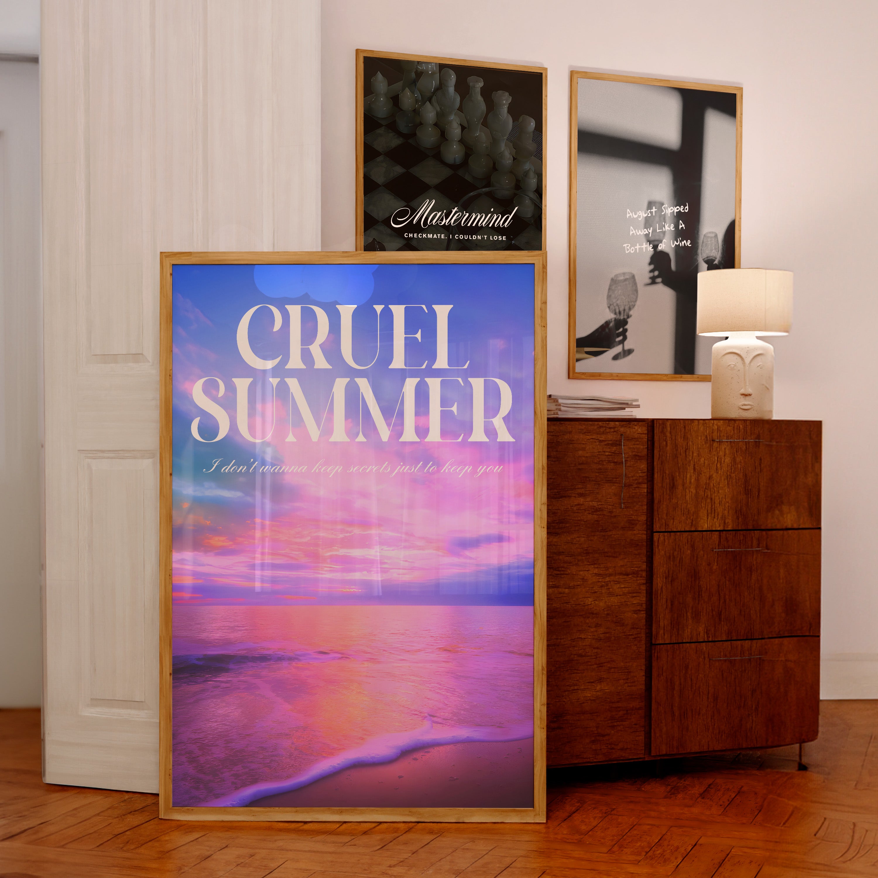 Cruel Summer Lover-era Taylor Swift–inspired poster featuring beach