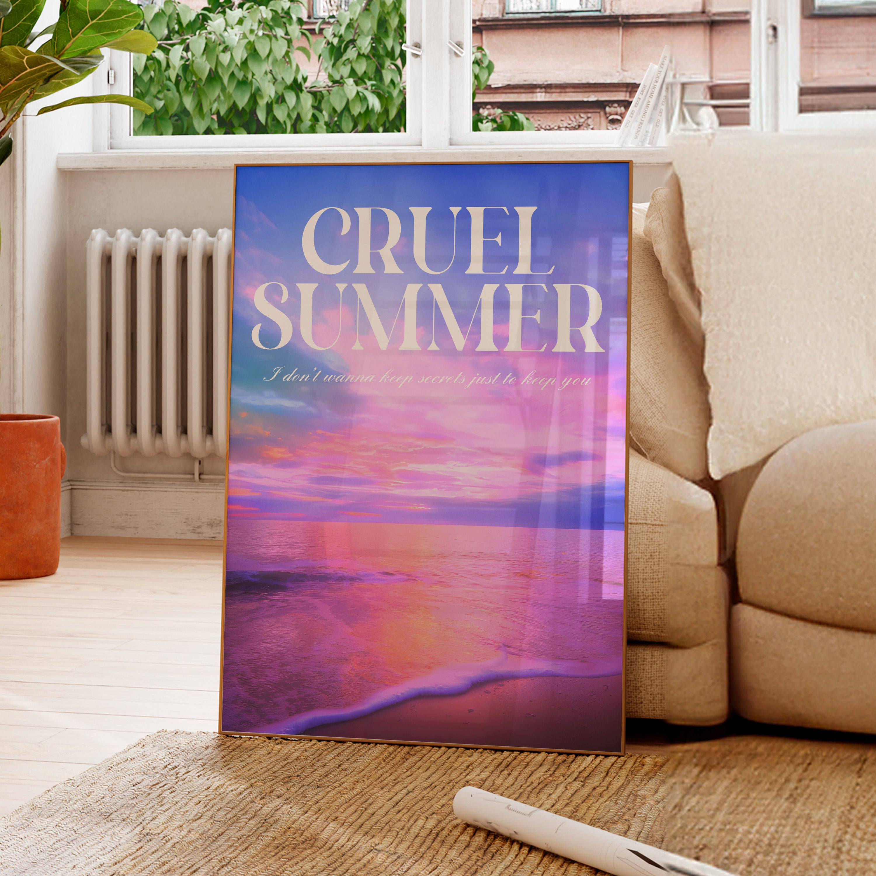 Cruel Summer Lover-era Taylor Swift–inspired poster featuring beach