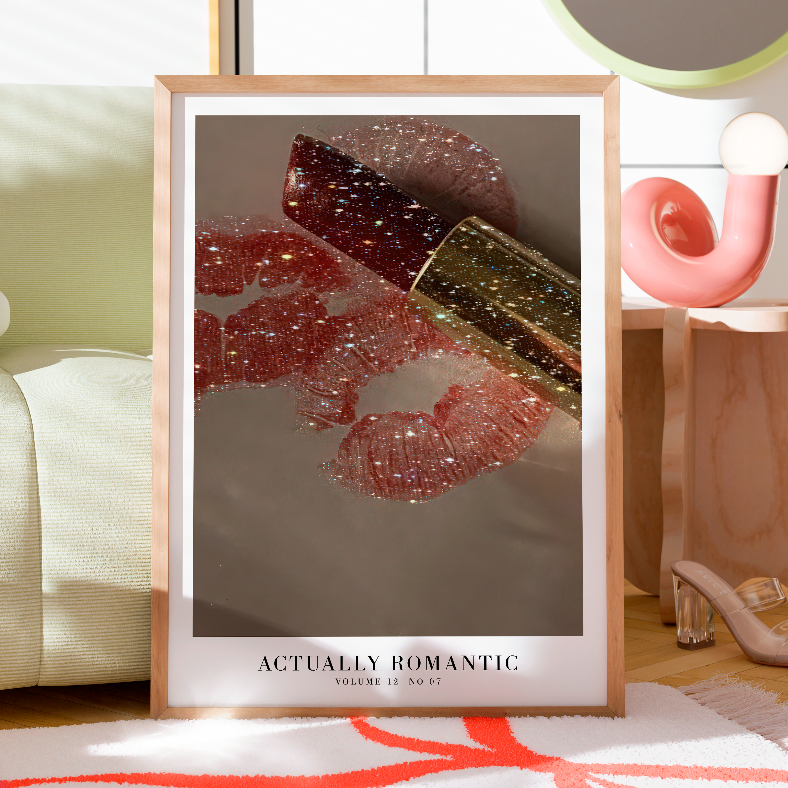 It's Actually Romantic Haus Of Moods lyric poster featuring The Life of a Showgirl, minimal Swiftie aesthetic prints for showgirl fans