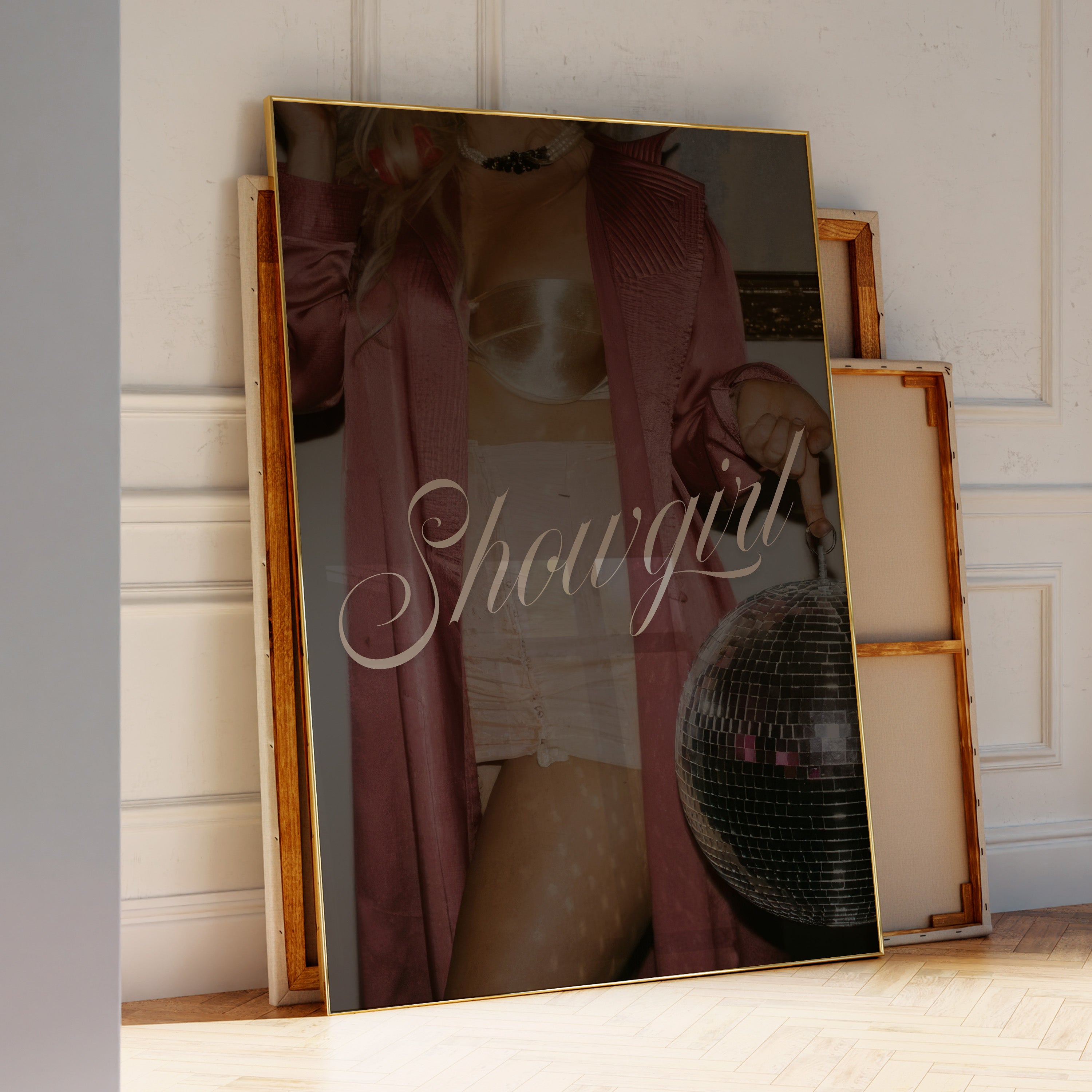 Elegant showgirl burlesque poster capturing The Life of a Showgirl; perfect Swiftie Gift and Showgirl Aesthetic Print.