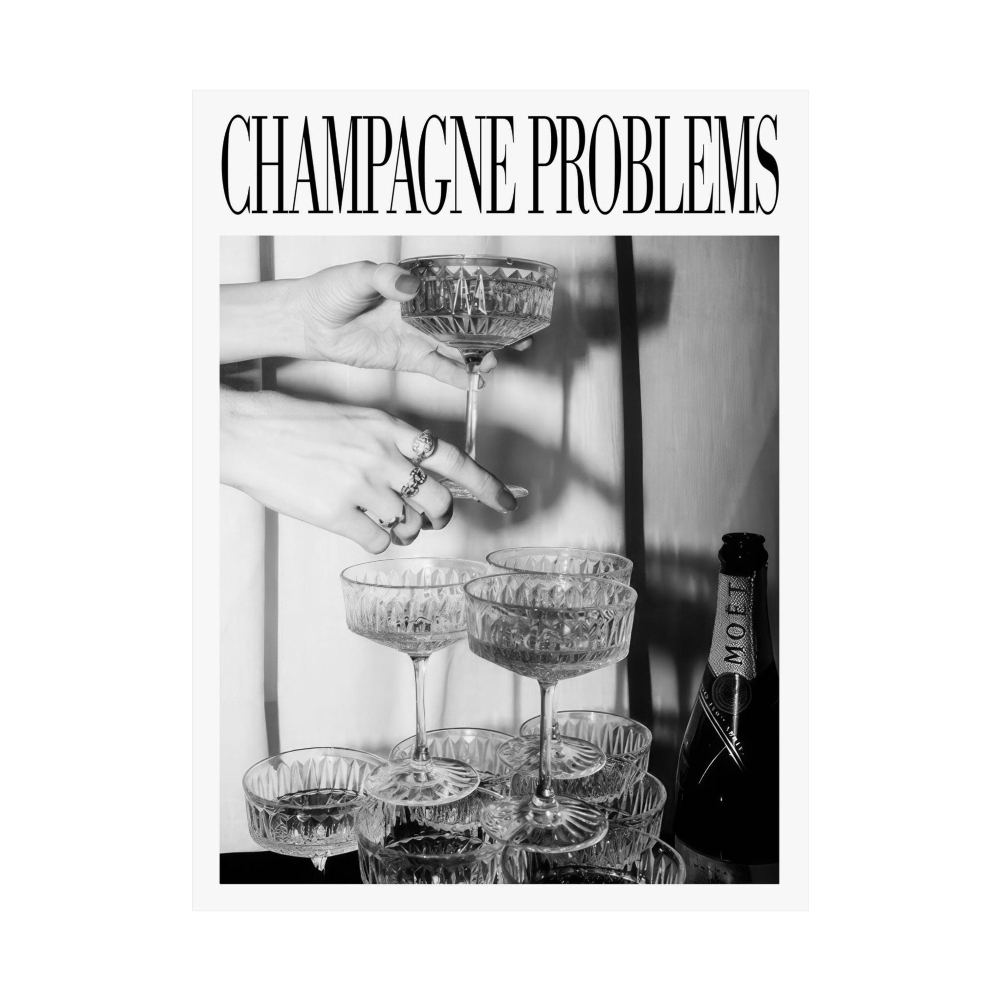 Taylor Swift “Champagne Problems” Poster – Evermore-Inspired Black & White Bar Cart Wall Art