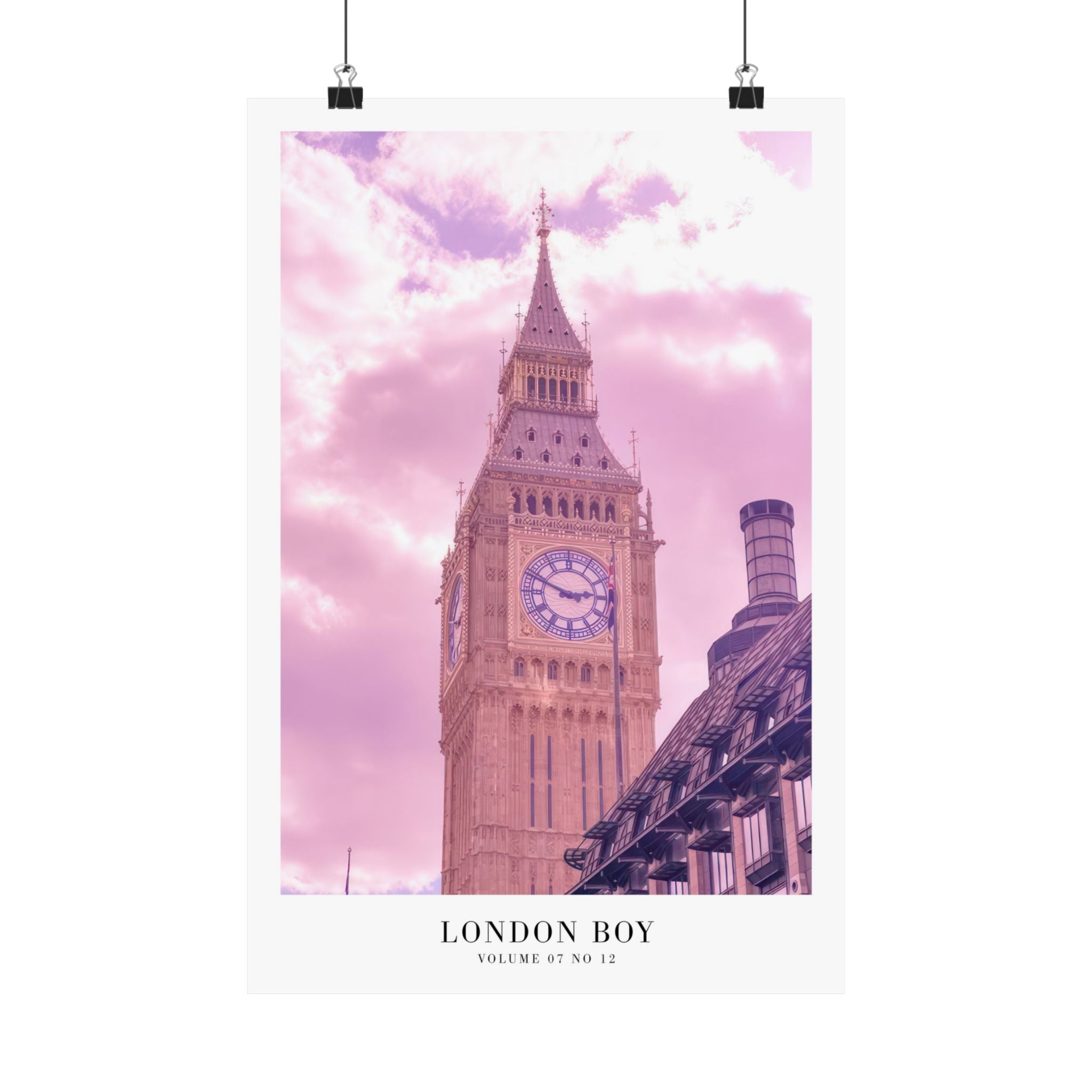 London Boy Lover-era print in glowing pastel travel bedroom
