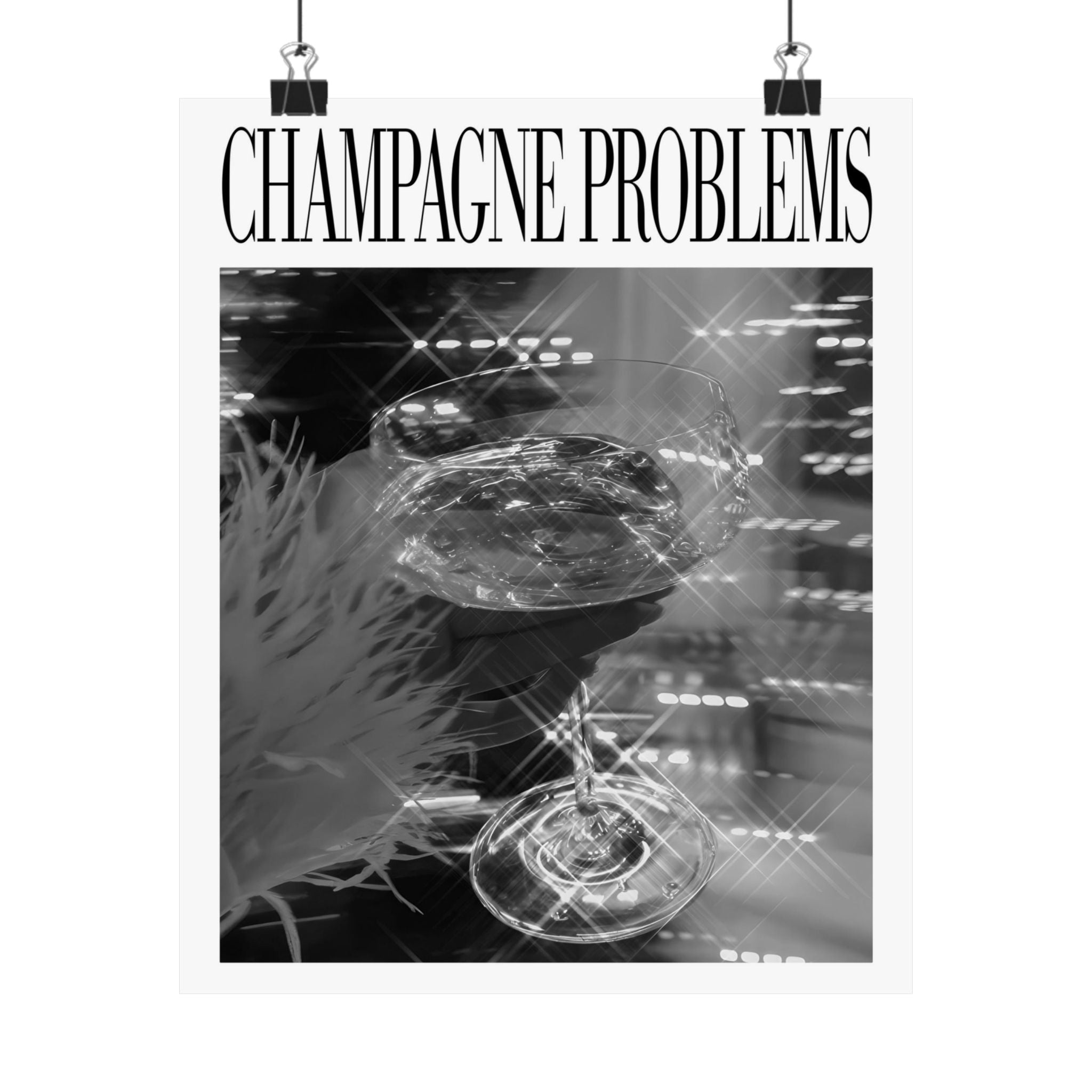Champagne Problems Sparkle B&W Evermore Taylor Swift–inspired poster