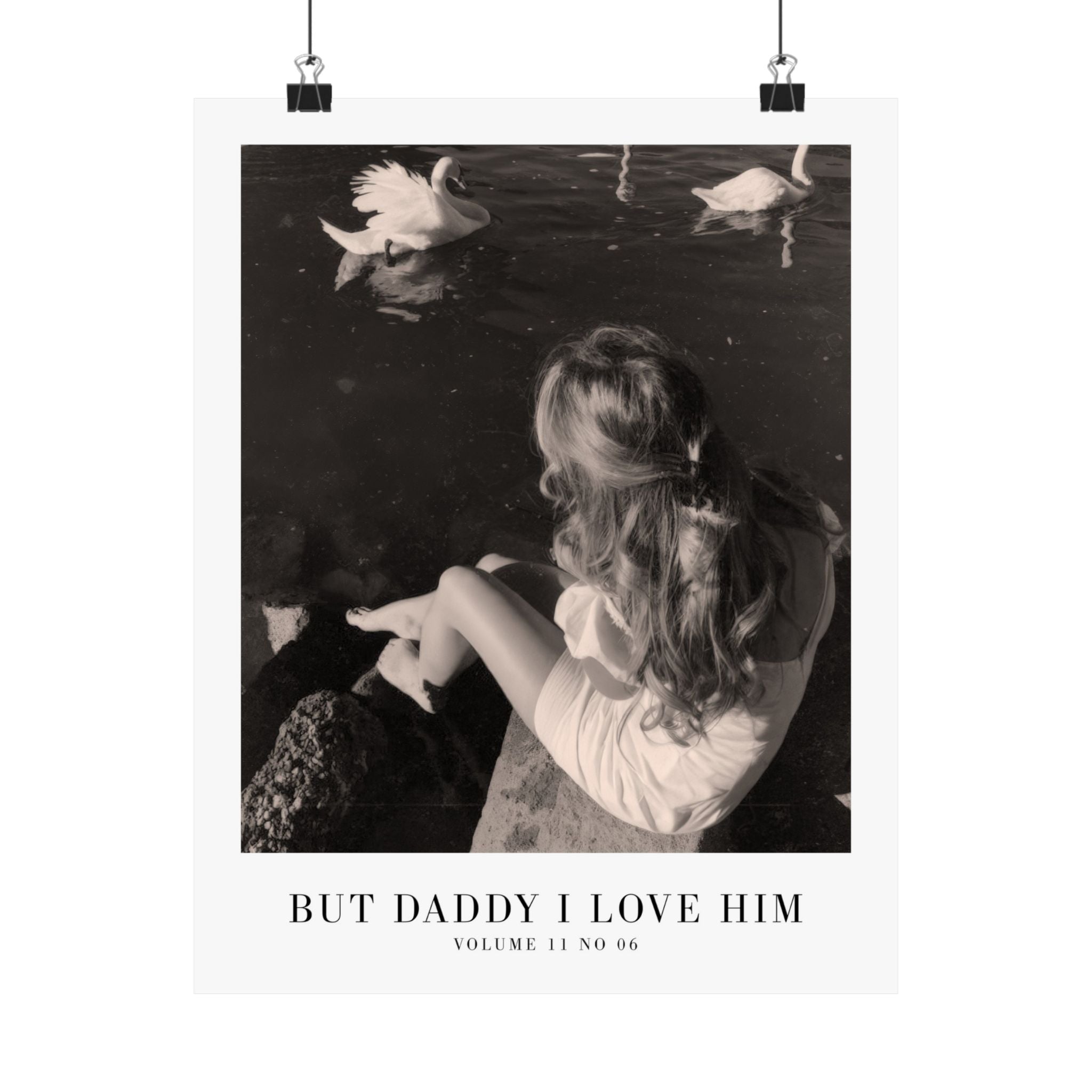 But Daddy I Love Him TTPD Taylor Swift–inspired poster featuring swan imagery