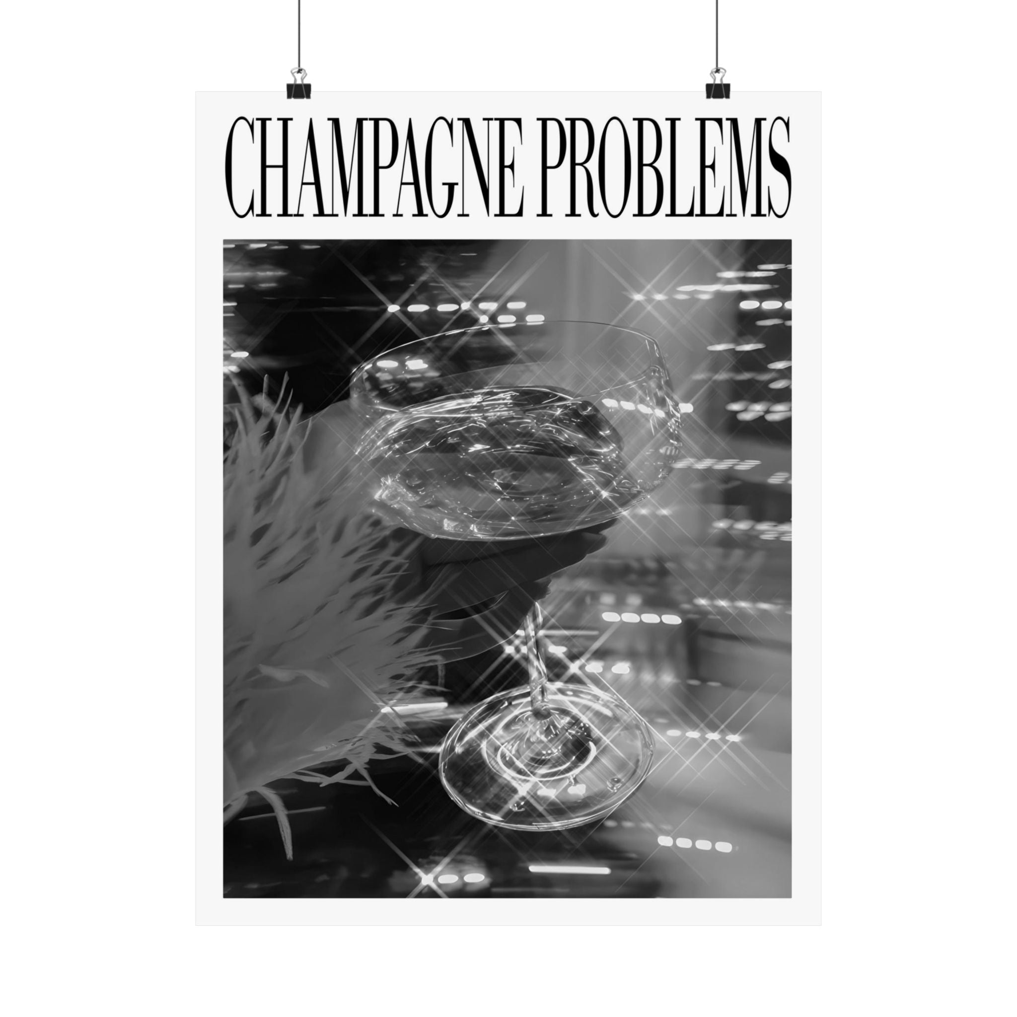 Champagne Problems Sparkle B&W Evermore Taylor Swift–inspired poster