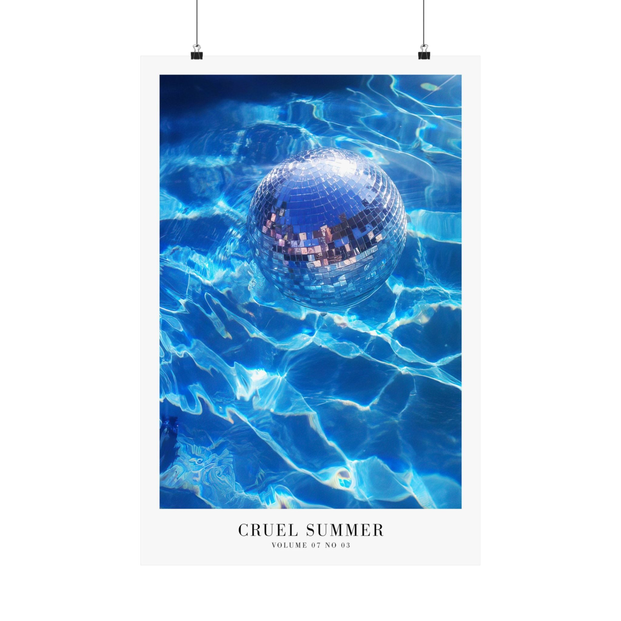 Cruel Summer disco poster styled in bold colorful feminine bedroom
