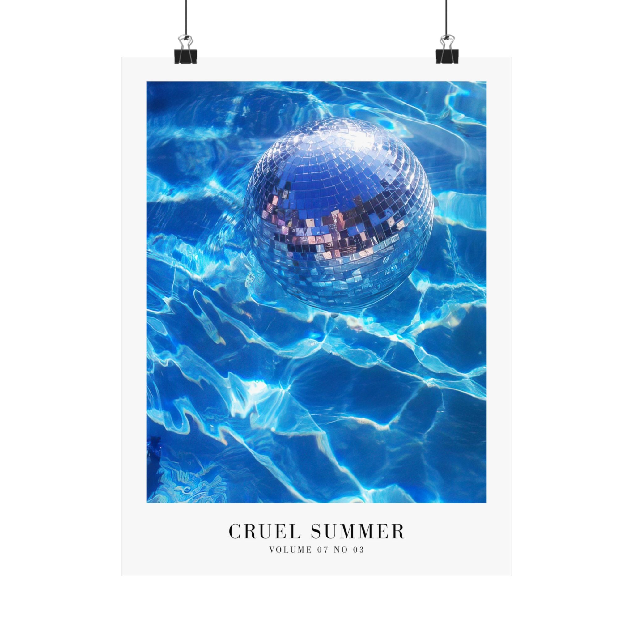 Cruel Summer Taylor Swift disco pool poster in playful feminine dorm room