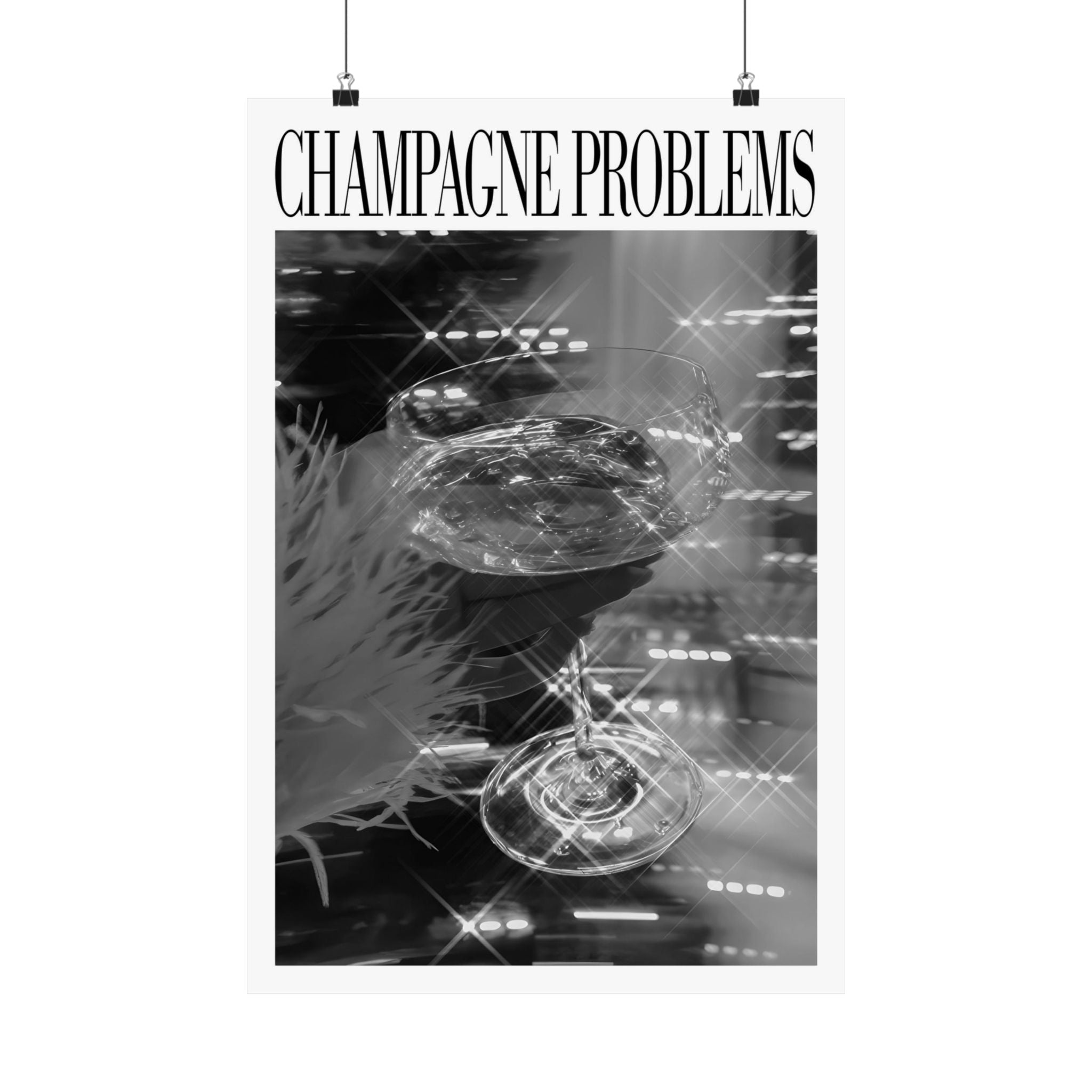 Champagne Problems Sparkle B&W Evermore Taylor Swift–inspired poster