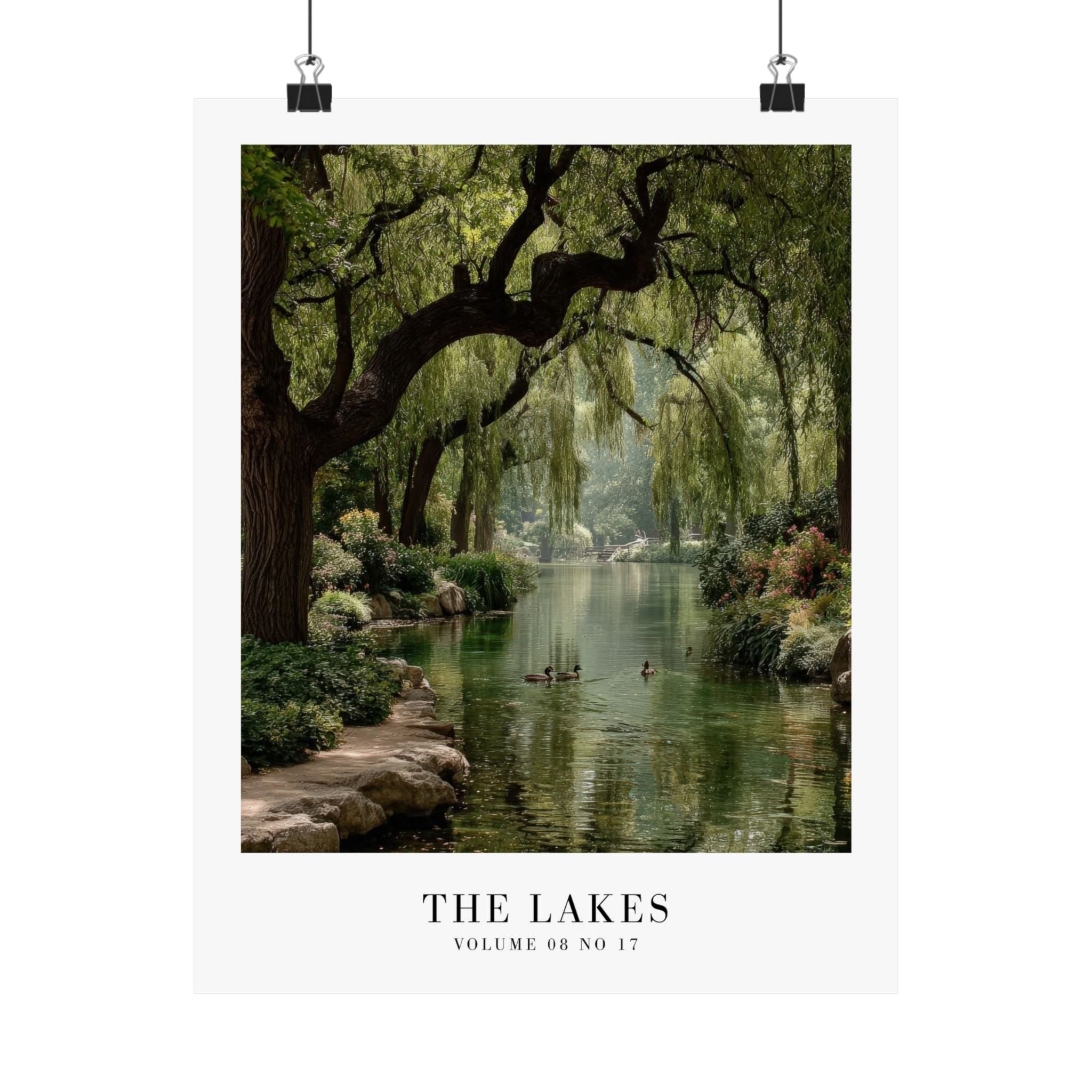 The Lakes lyric print on a moody green gallery wall with literary apartment styling