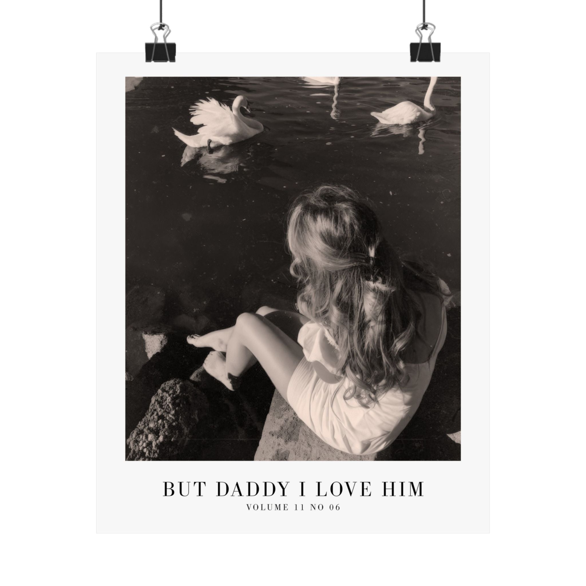 But Daddy I Love Him TTPD Taylor Swift–inspired poster featuring swan imagery