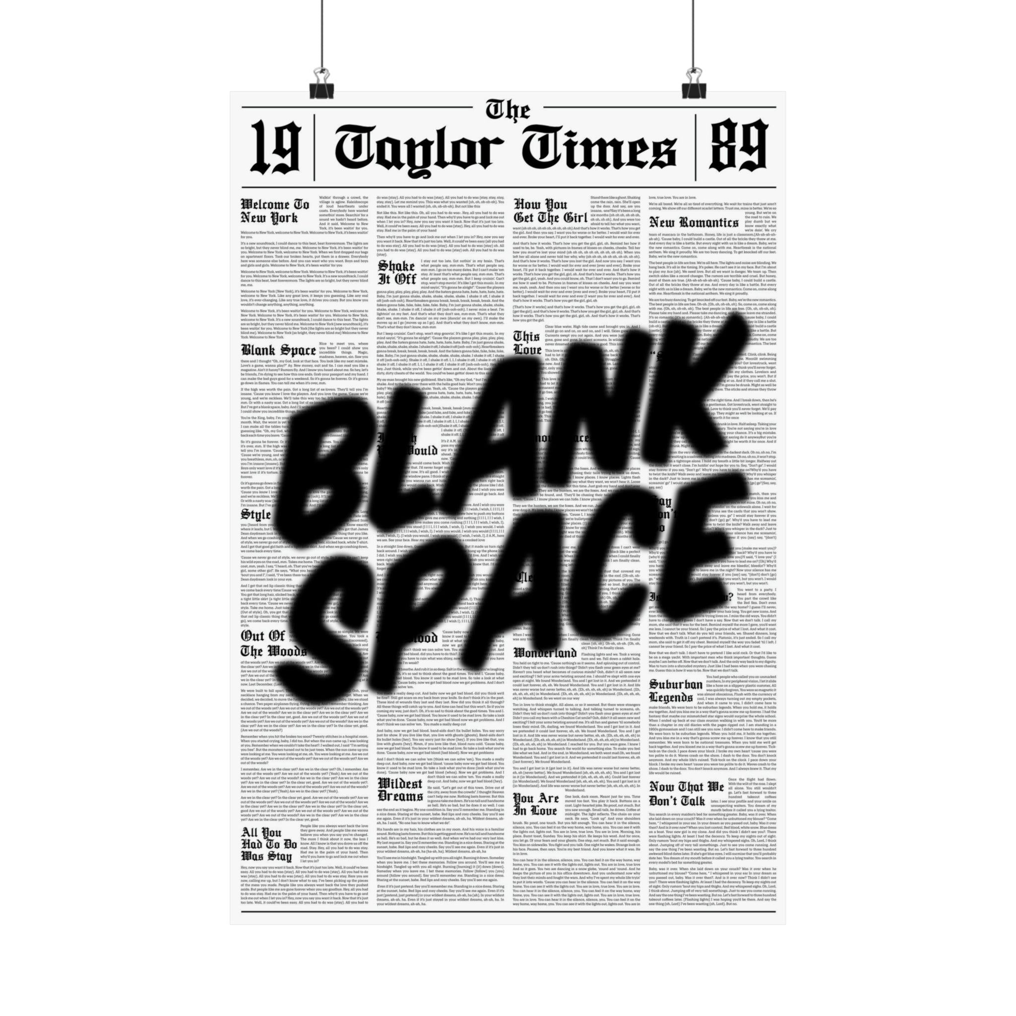 Blank Space 1989 Newspaper Print - Haus Of Moods