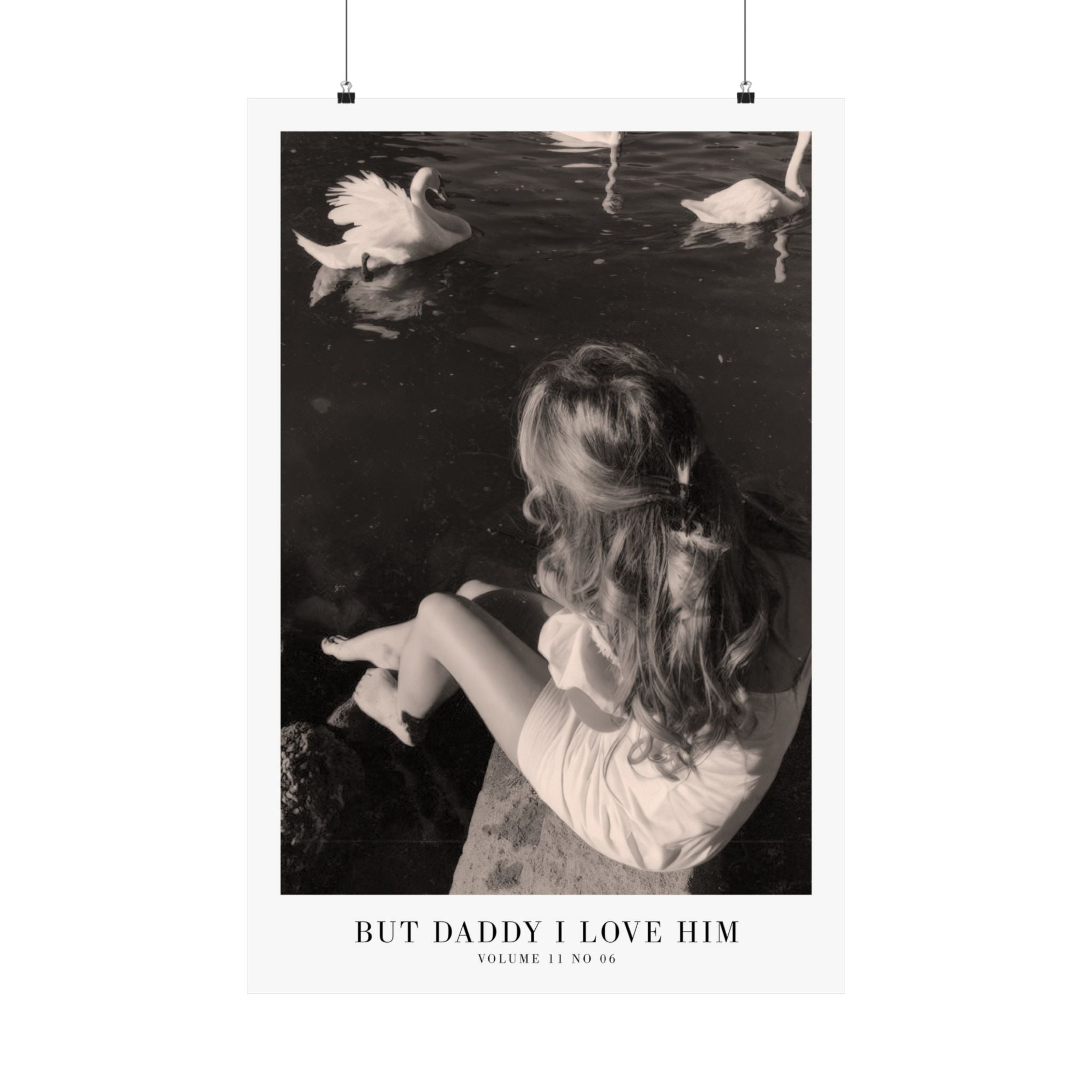 But Daddy I Love Him TTPD Taylor Swift–inspired poster featuring swan imagery